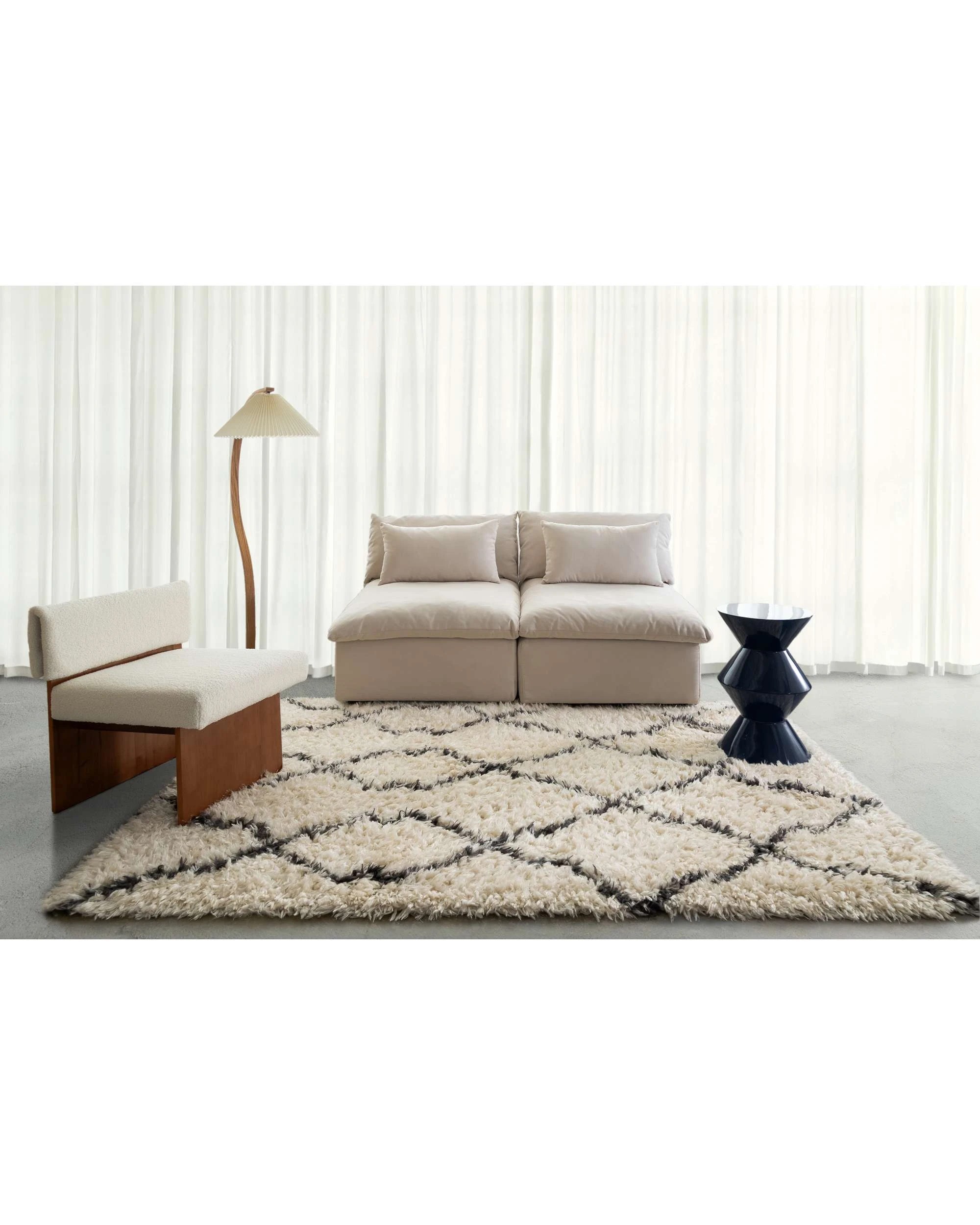 2 Loopsie Rusk Diamond Shag Rug-370cm x 280cm - White, 2 of 8