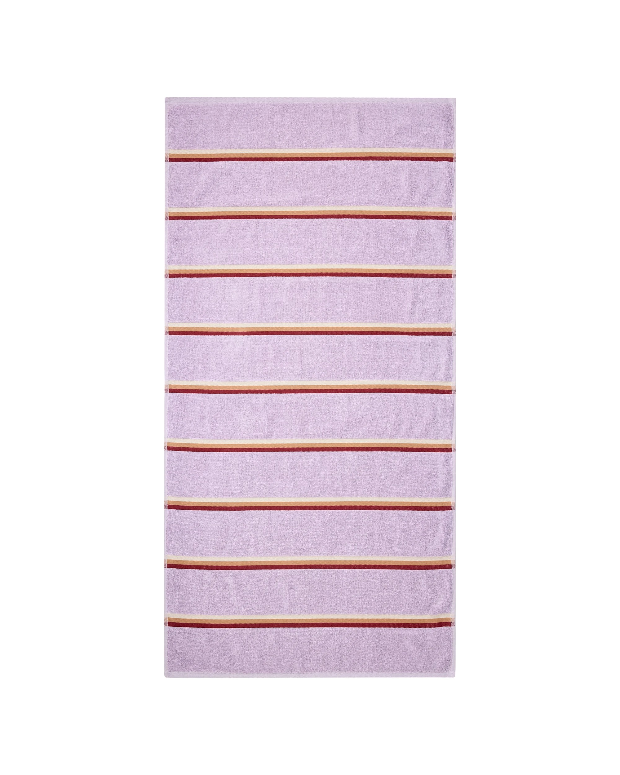 3 Stripe Reversible Cotton Bath Towel - Lilac, 3 of 5