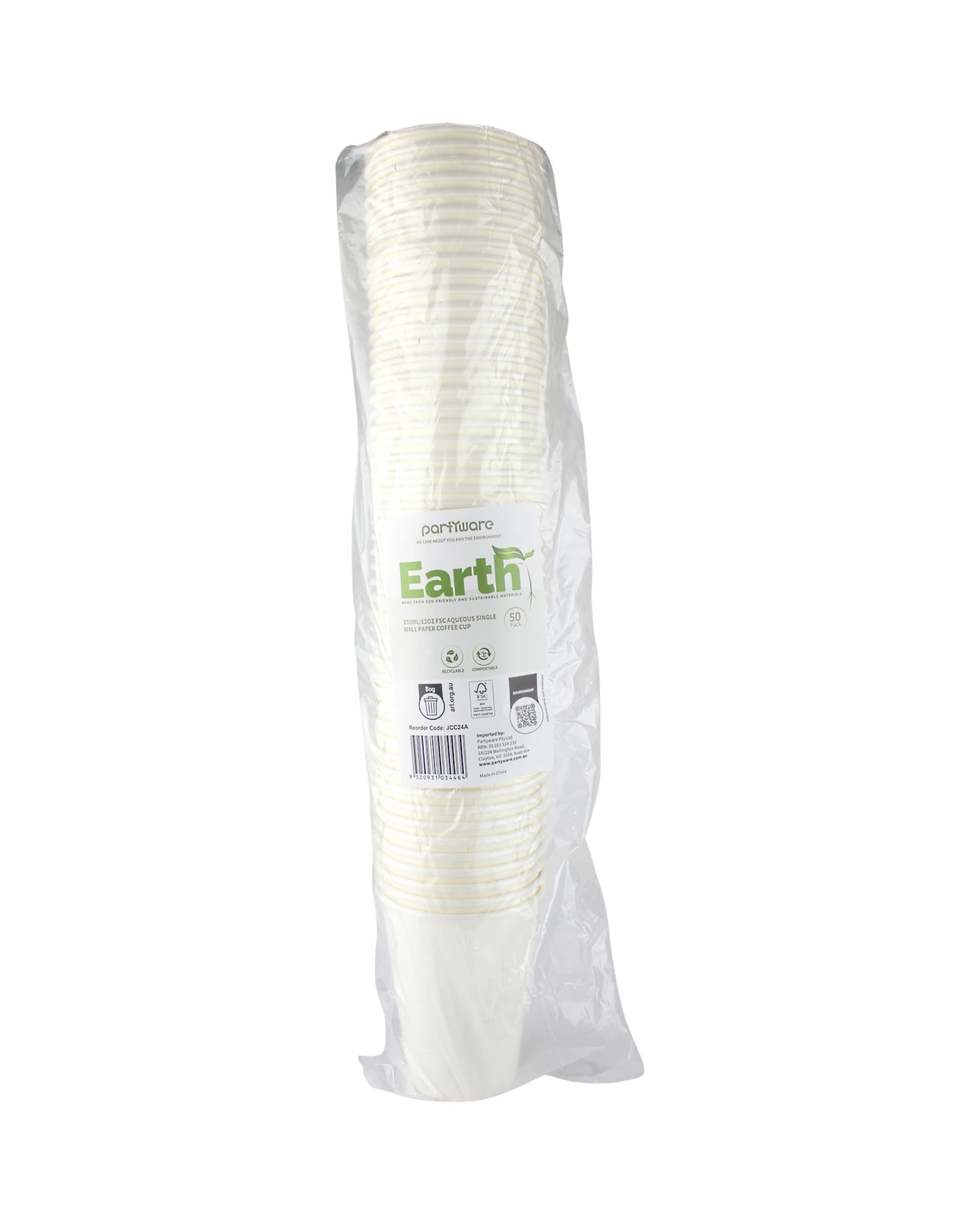 3 Partyware Coffee Cups Single Wall 350ml Pack of 50 - White, 3 of 3