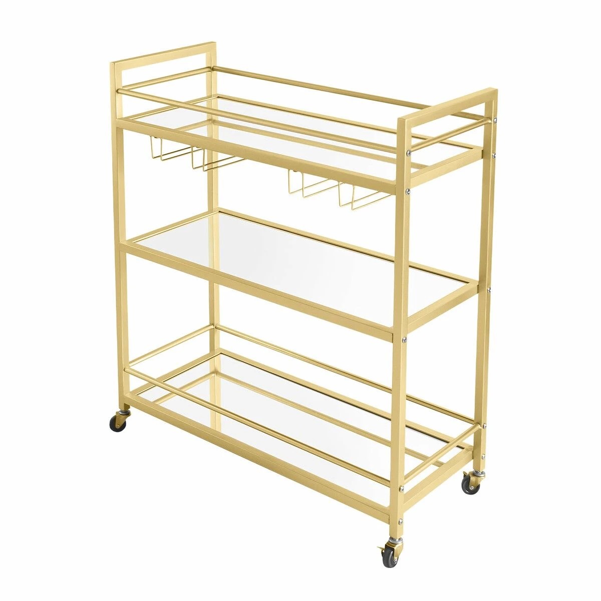 6 Ausway Bar Cart Wine Rack Drinks Trolley Coffee Tea - Gold, 6 of 8