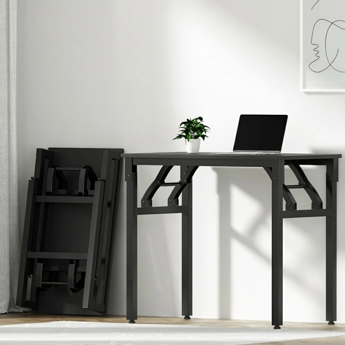 3 Artiss Computer Desk Foldable Balck 80CM - Black, 3 of 5