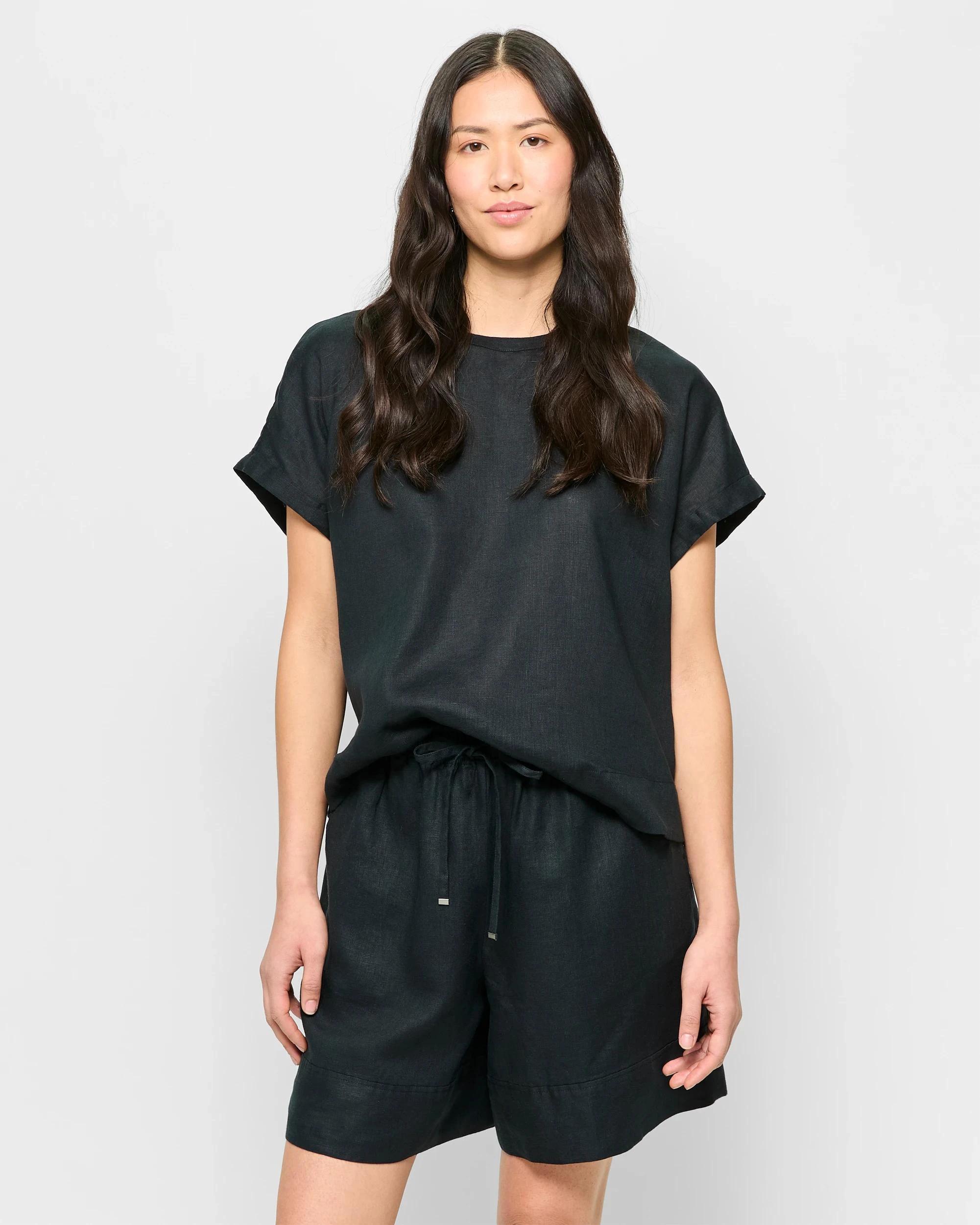 1 Target European Linen Long Shorts BLACK, 1 of 5