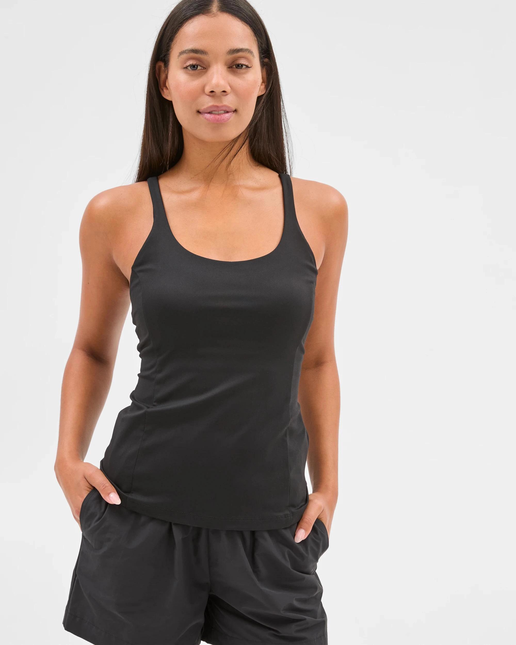 1 Target Active Running Inbuilt Support Tank Top BLACK, 1 of 6