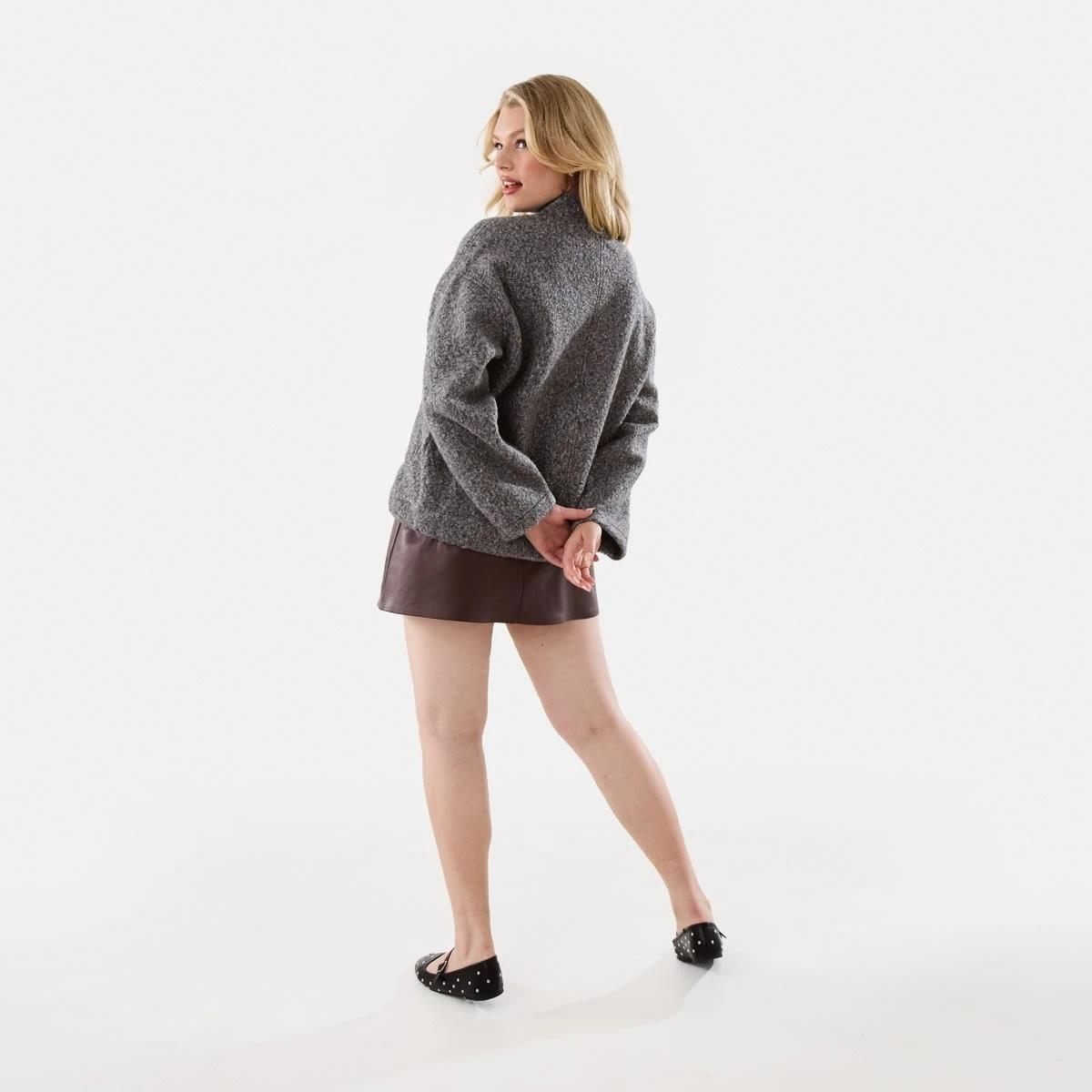 4 Boucle Bomber Jacket Gry Chmrle, 4 of 8