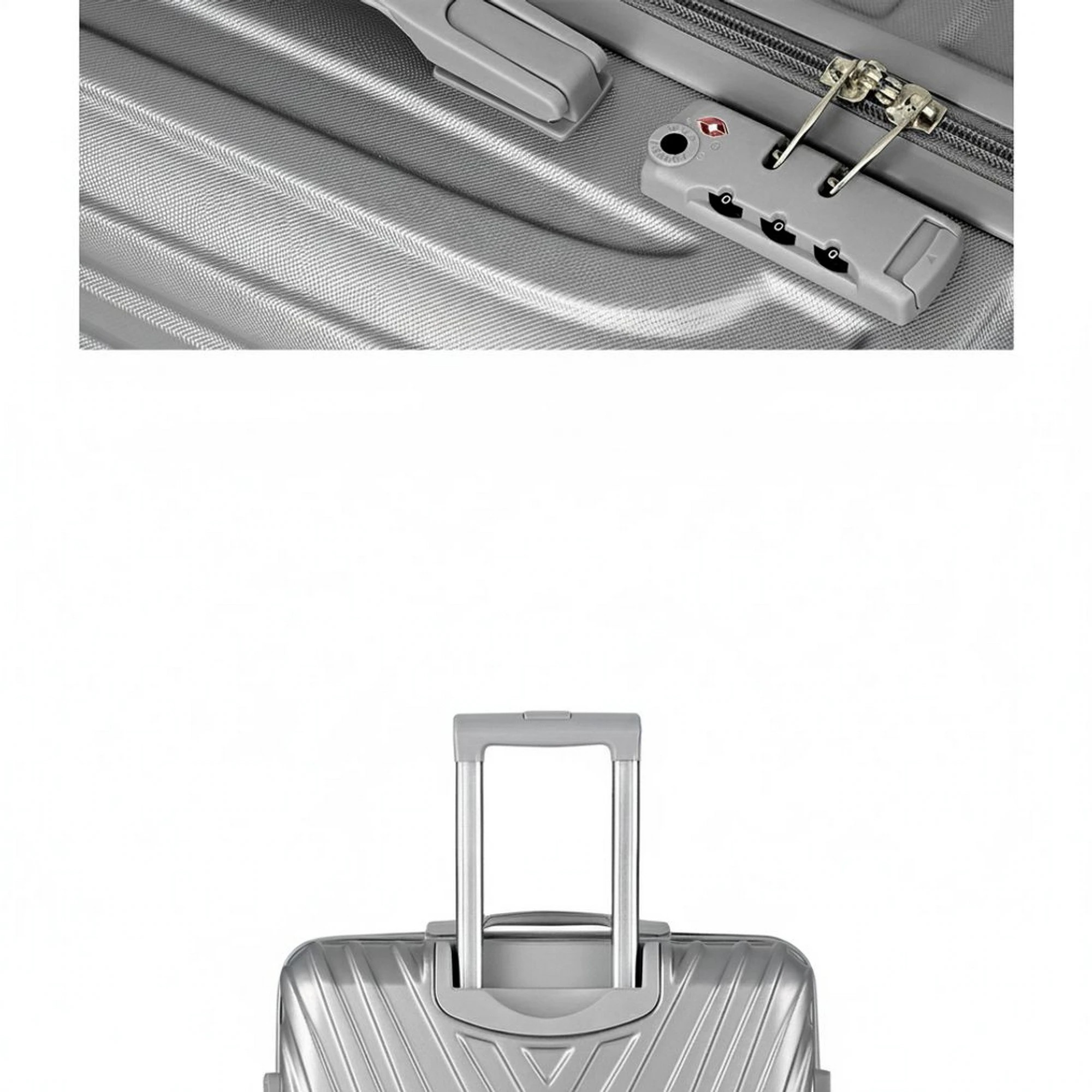 3 Wanderlite 3pc Luggage Trolley Set Suitcase Travel TSA Hard Case Carry On - Silver, 3 of 5