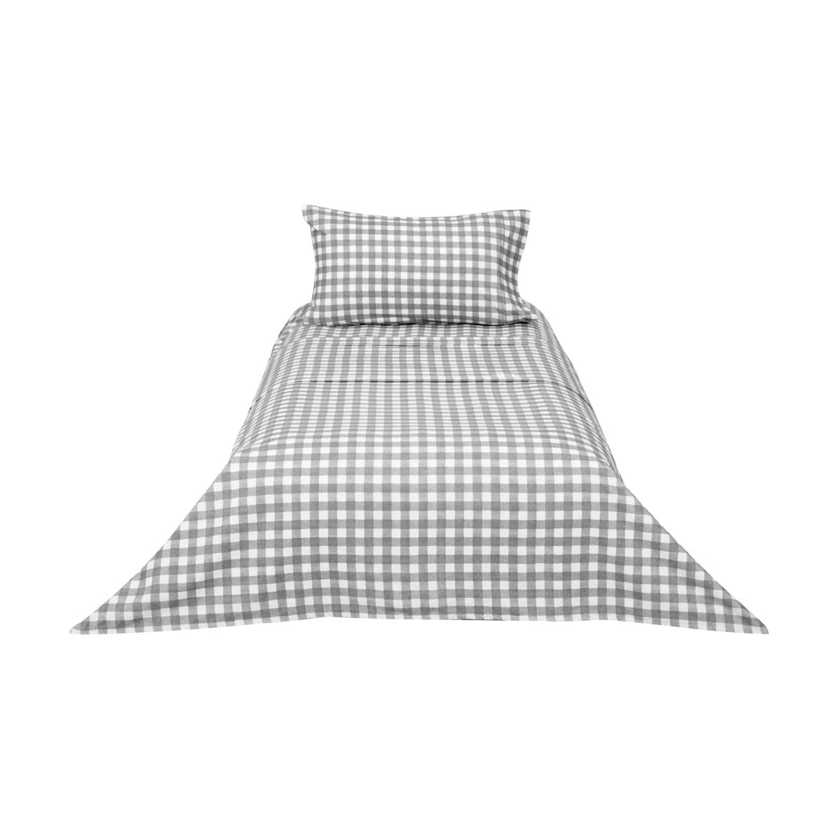 6 Gingham Cotton Flannelette Sheet Set - Single Bed, Grey, 6 of 7