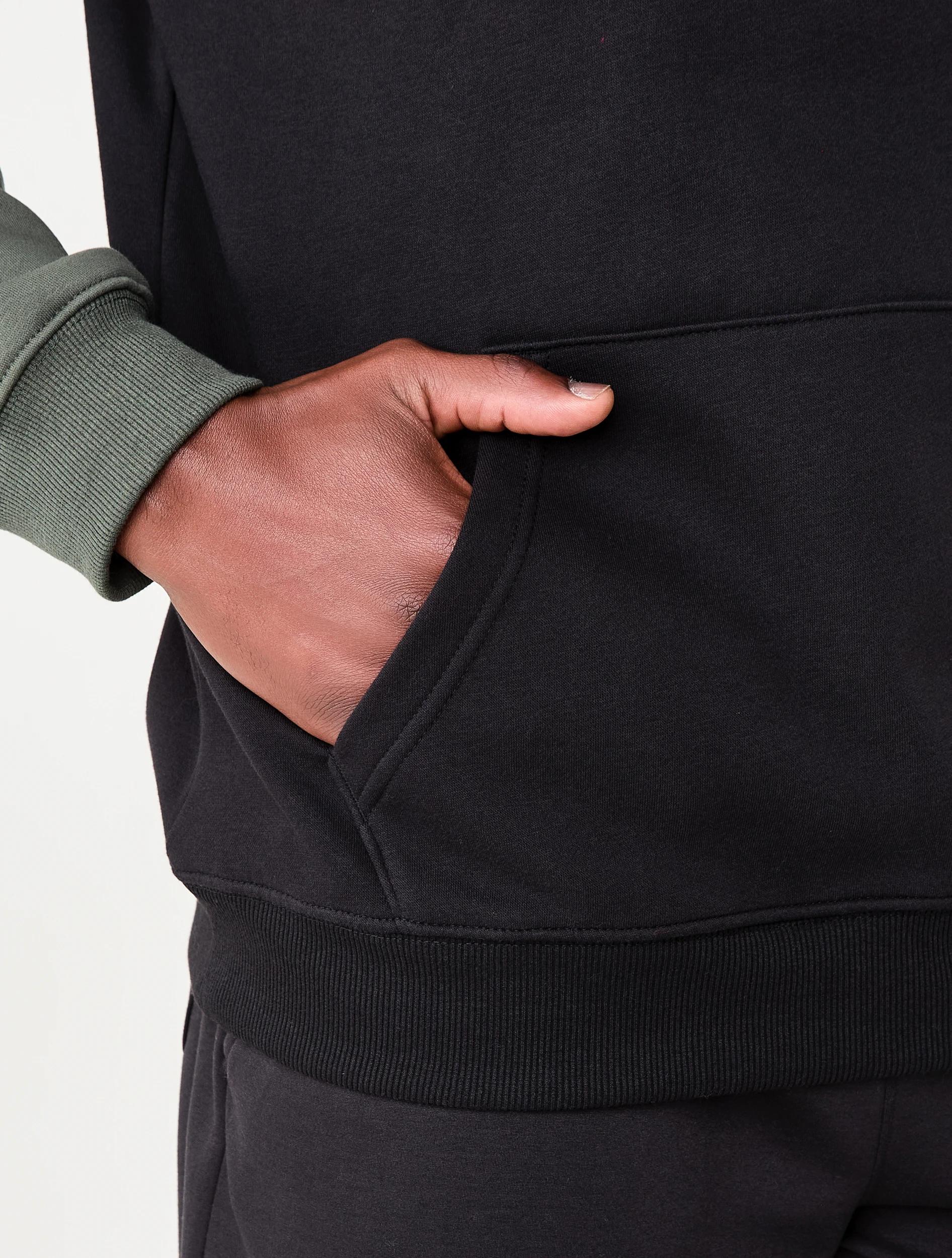 6 Active Mens Raglan Hoodie Green/blk, 6 of 6