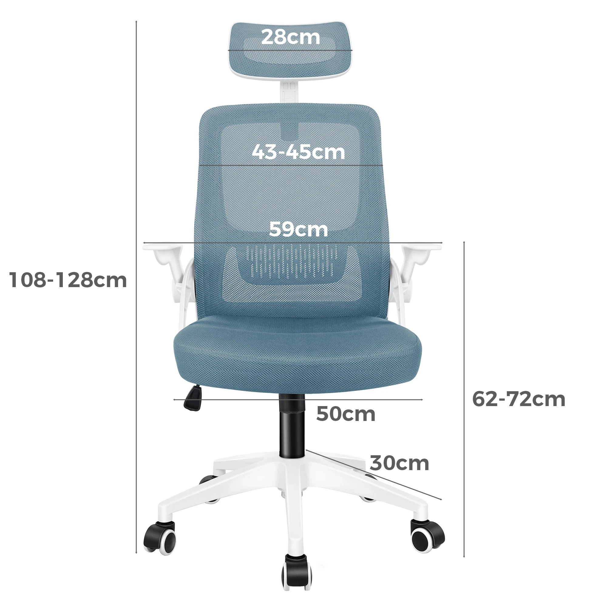 6 Alfordson Mesh Office Chair Executive Fabric Seat Tilt Gaming Computer - Blue, 6 of 10