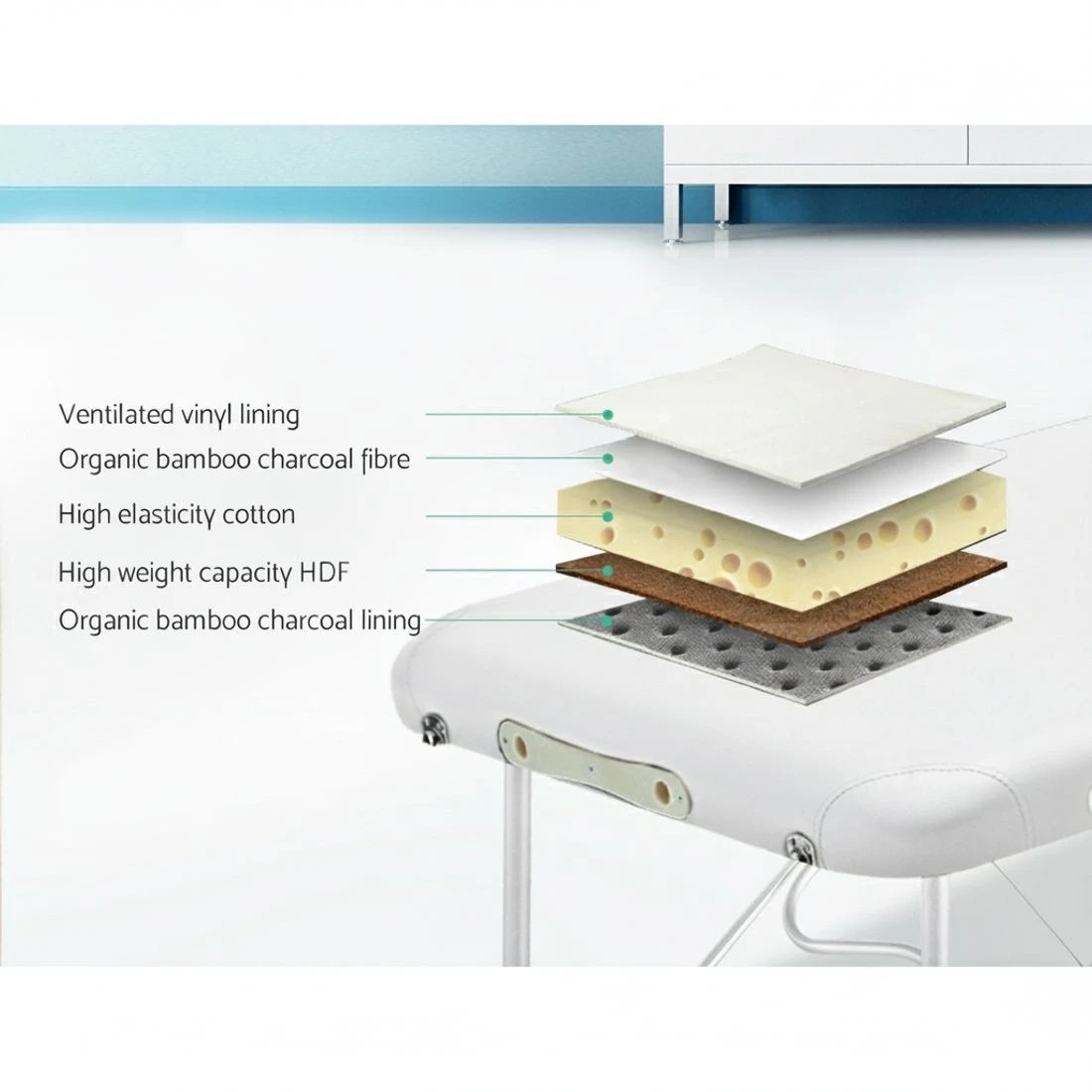 4 Zenses Massage Table 75cm Portable 2 Fold Aluminium Beauty Bed - White, 4 of 7