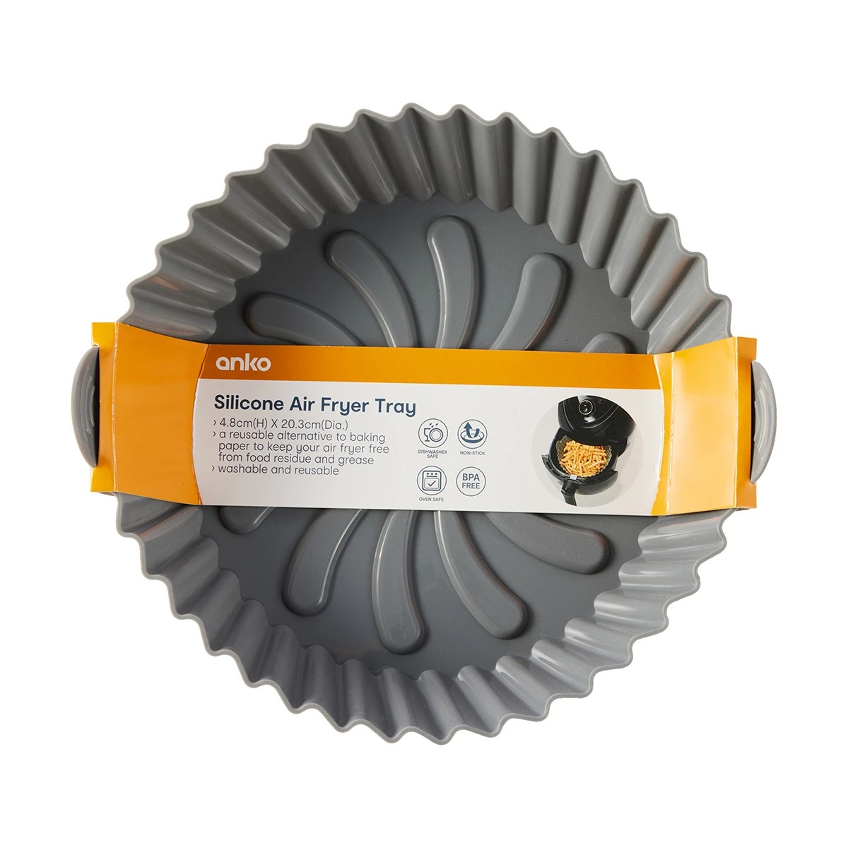 9 Silicone Air Fryer Tray - Grey, 9 of 9