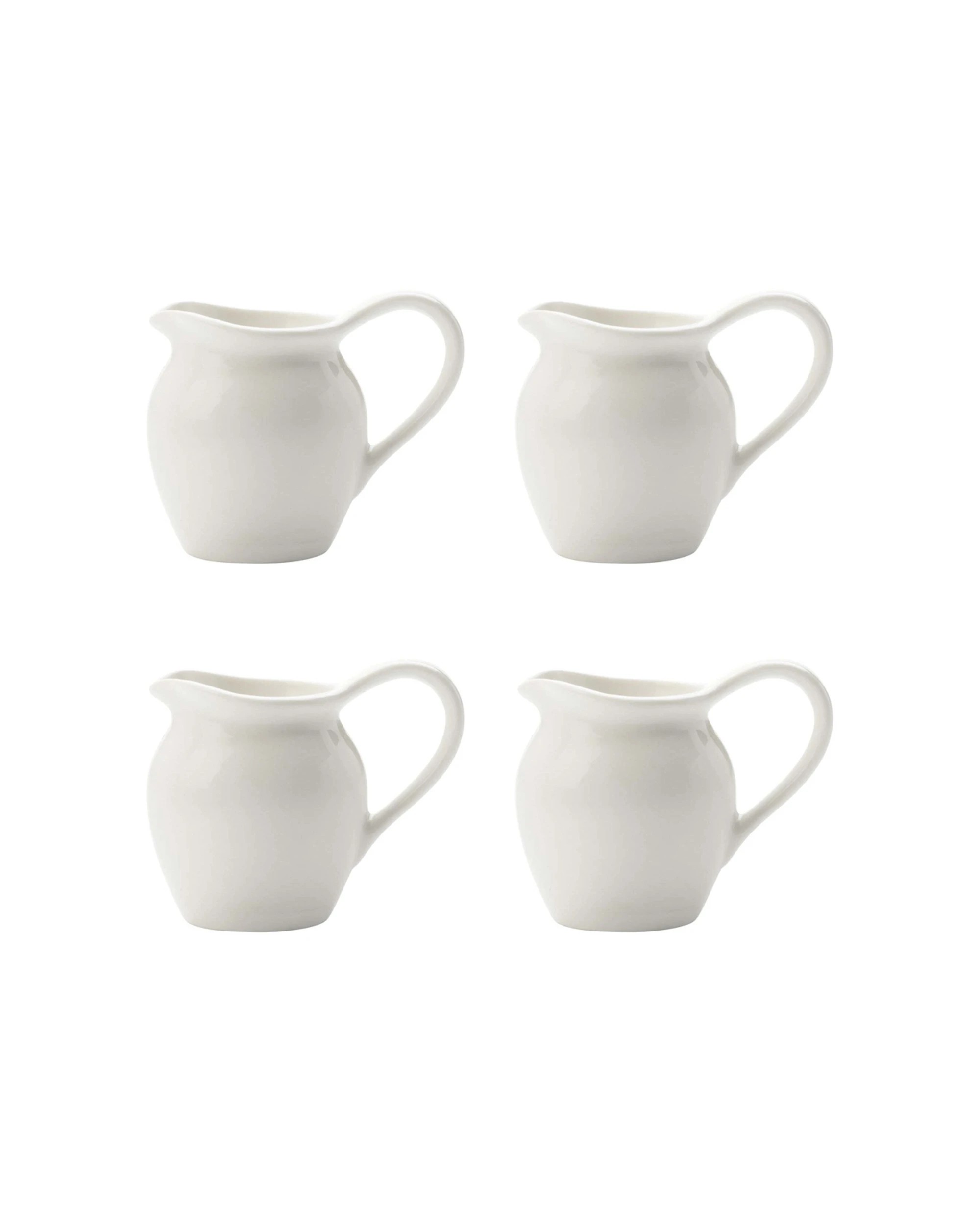 1 Maxwell & Williams 4PK White Basics Porcelain Jug With Handle 110ml Set Porcelain Jugs - White, 1 of 2