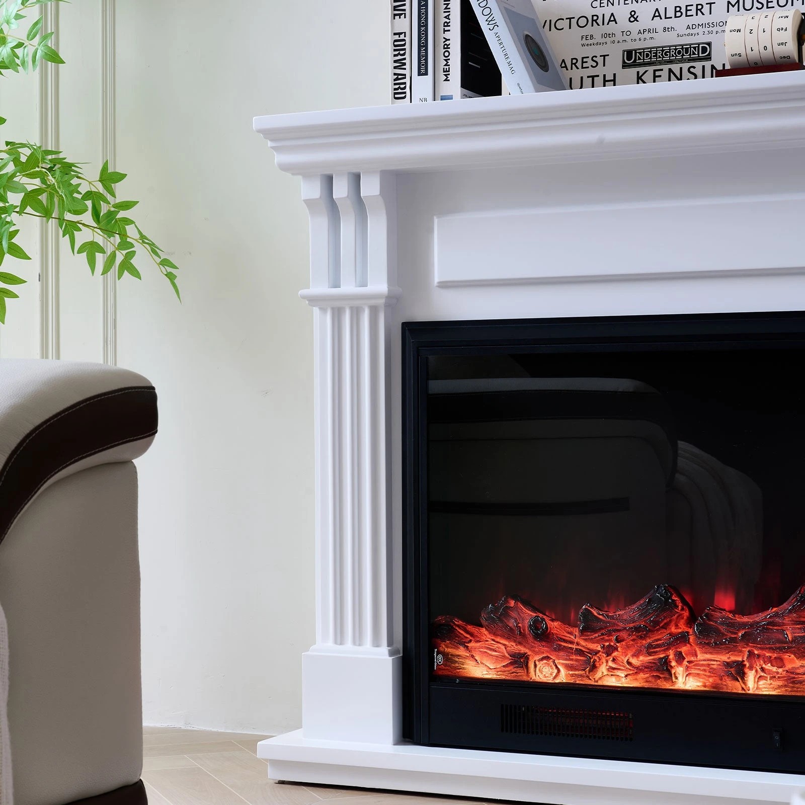 7 Moda Living Belgrave Electric Fireplace Heater White Mantel Suite with Orion Insert - White, 7 of 9