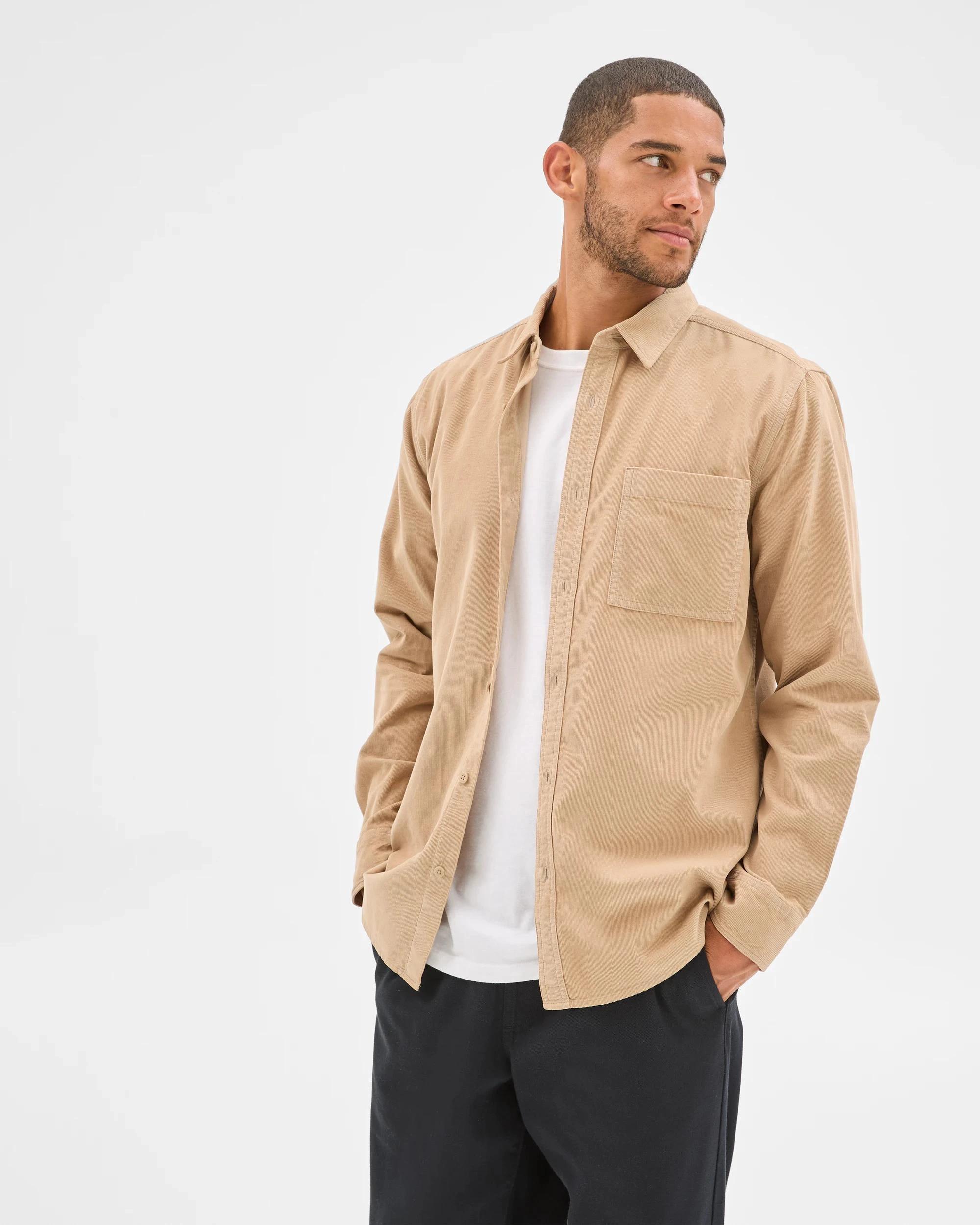 2 Target Man Australian Cotton Corduroy Shirt TAN, 2 of 6