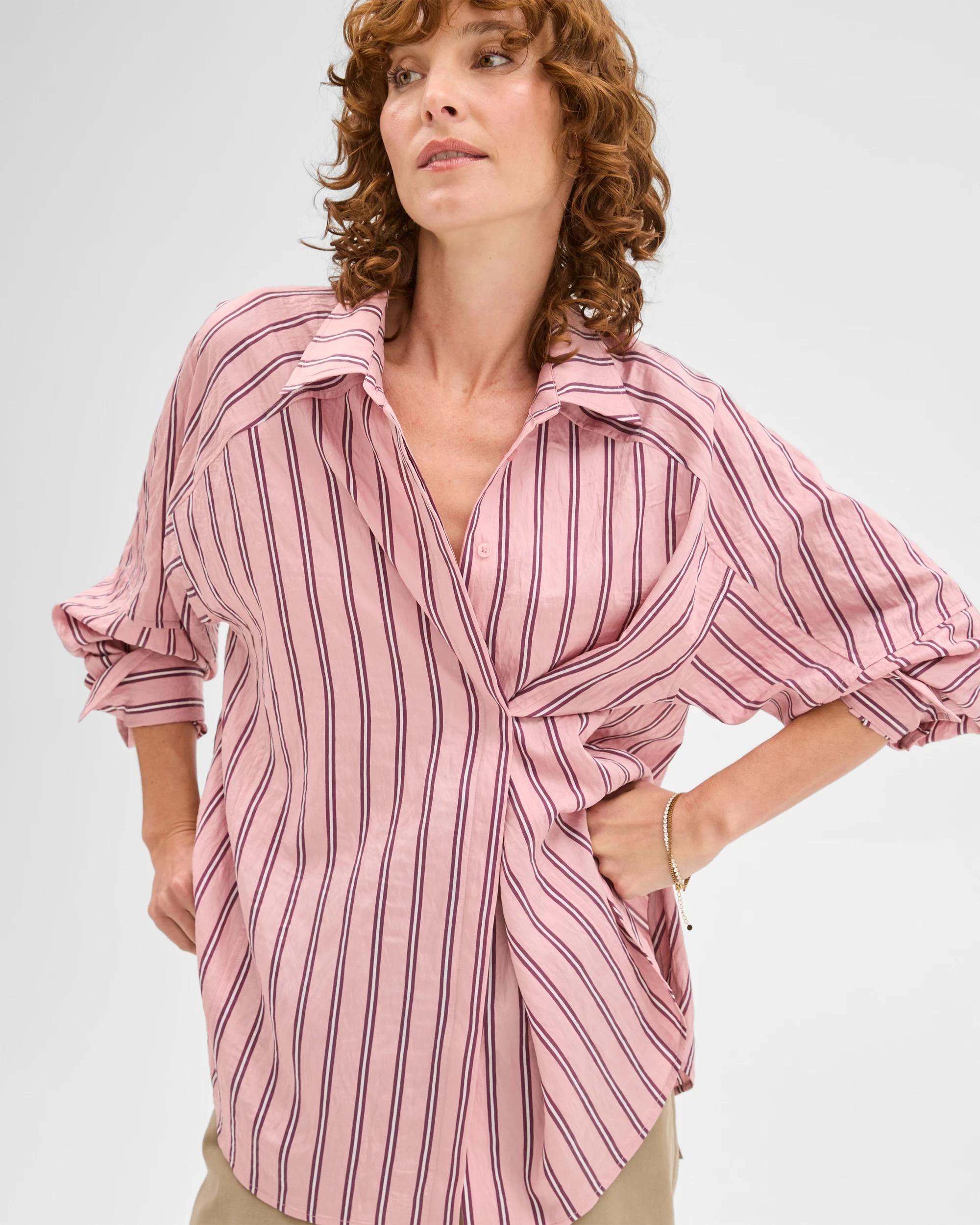 5 Target Woman Relaxed 2-Way Shirt SOFT BLUSH STRIPE, 5 of 6