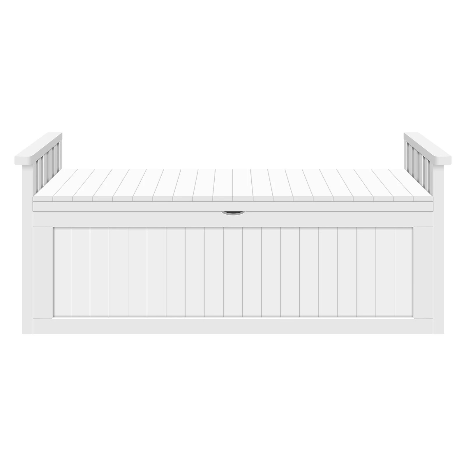 2 Alfordson Outdoor Storage Box Wooden Garden Bench Chest Tool Sheds XL - White, 2 of 9