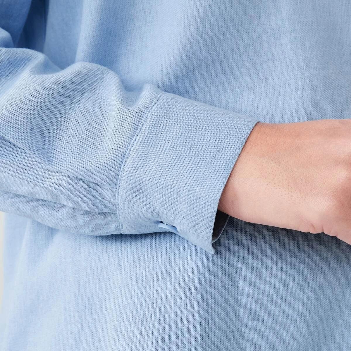 6 Long Sleeve Linen Blend Shirt BRUNI BLUE, 6 of 6