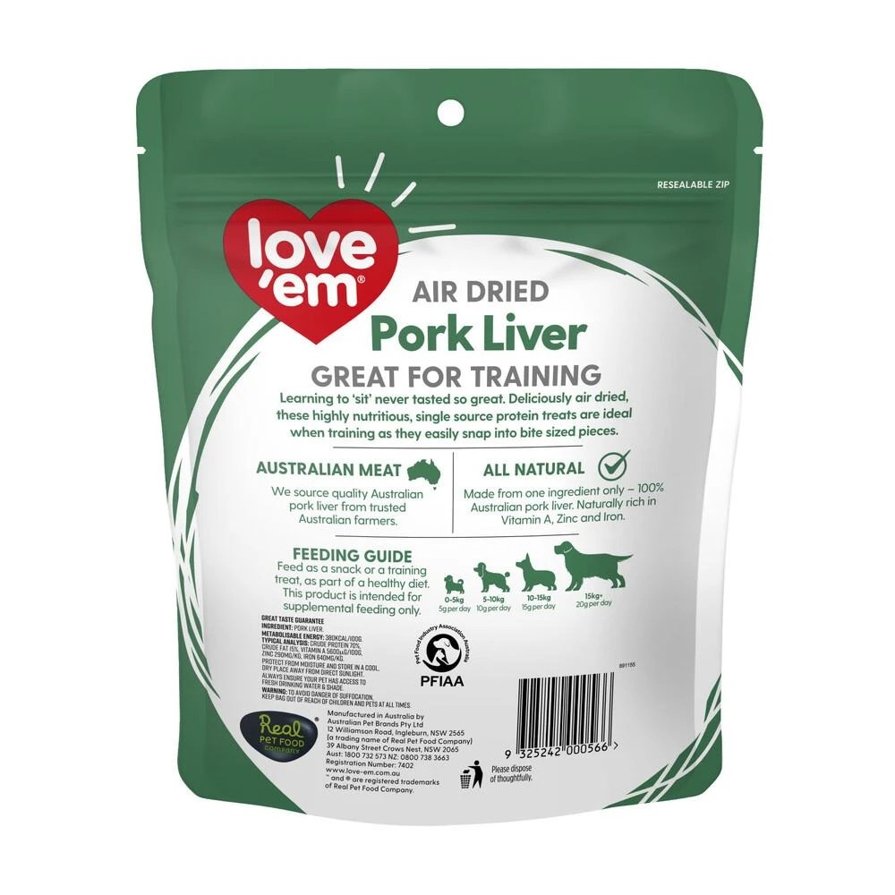 2 Love Em Air Dried Pork Liver Treats 200g 4pk, 2 of 2