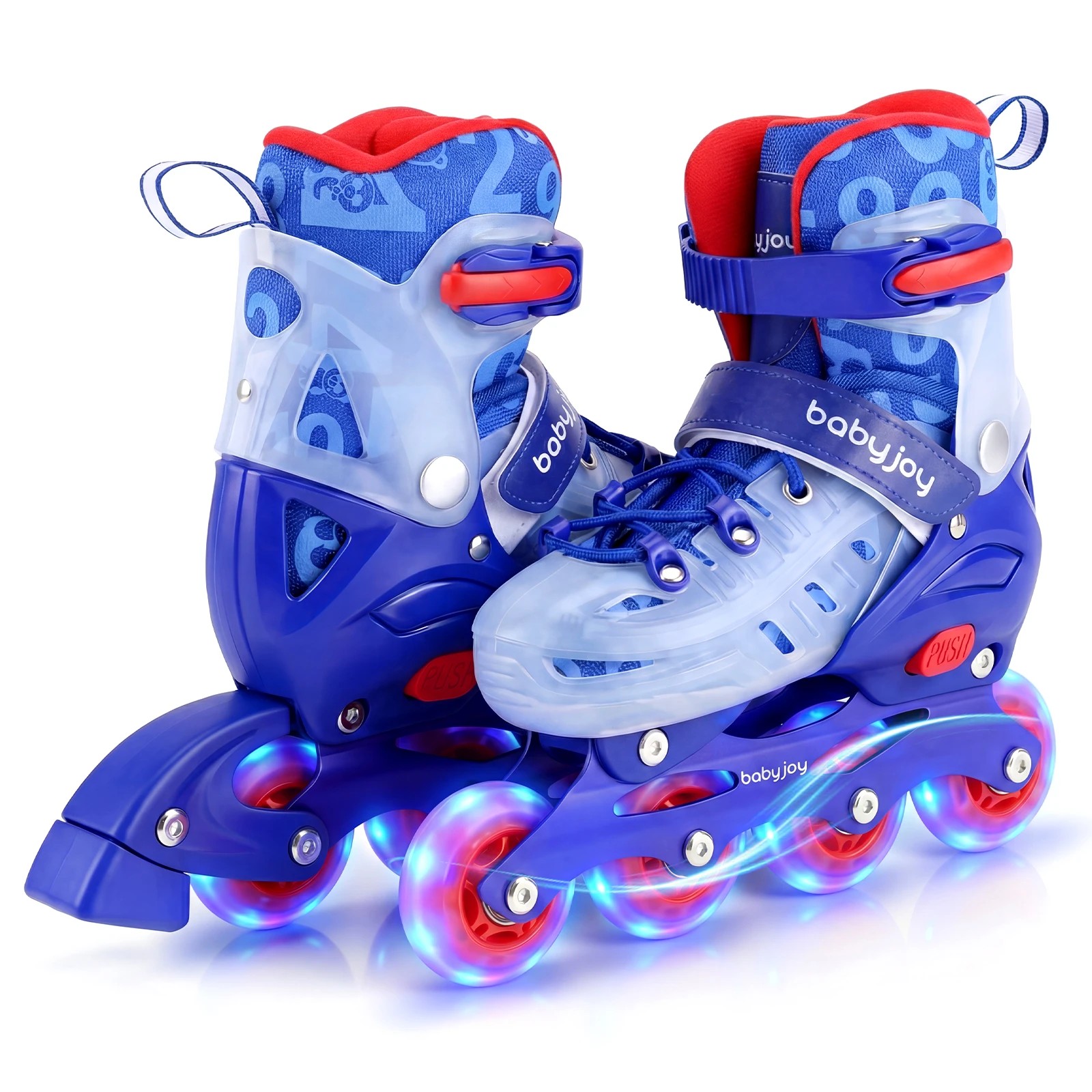 1 Costway 4-Size Adjustable Roller Skates Inline Skating Shoes Roller Beginner Age 9-14 - Blue, 1 of 1