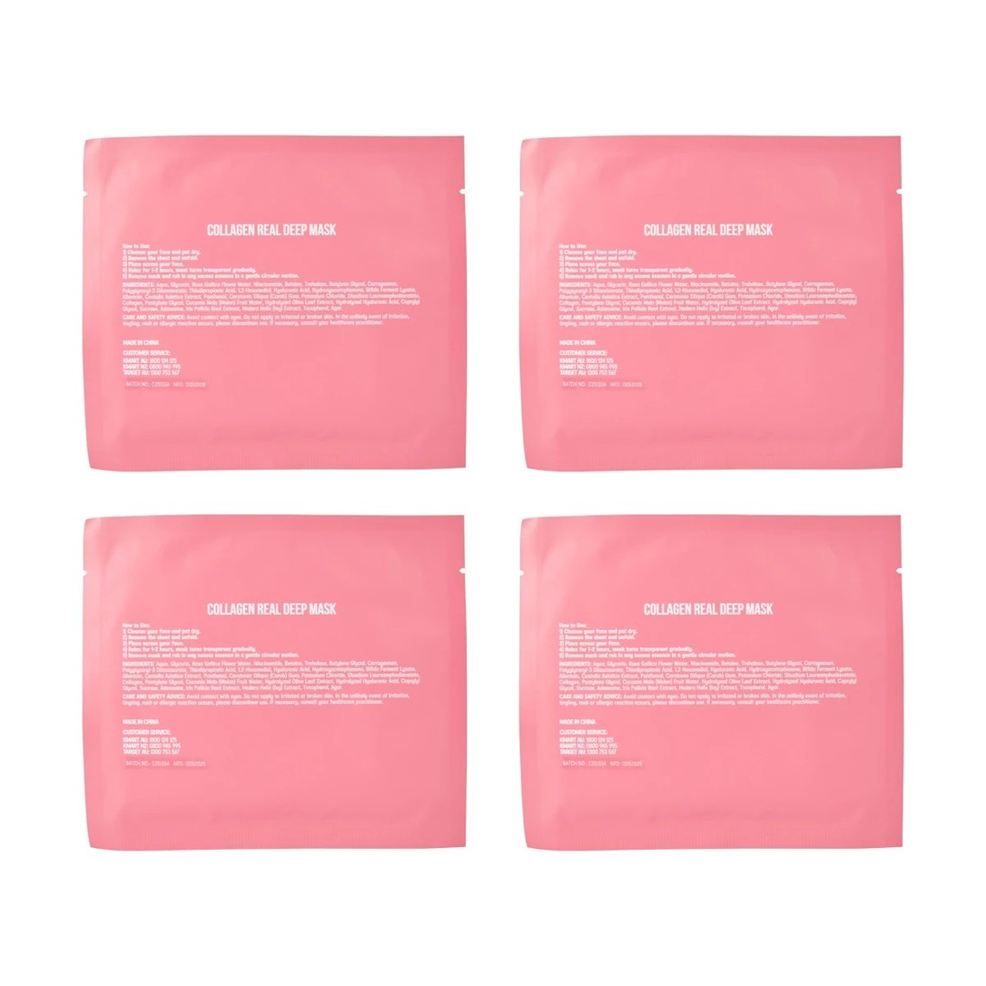 3 OXX Skincare 4 Pack Collagen Real Deep Mask - Niacinamide, Low Molecular Hyaluronic Acid Solution and Low Molecular Collagen, 3 of 4
