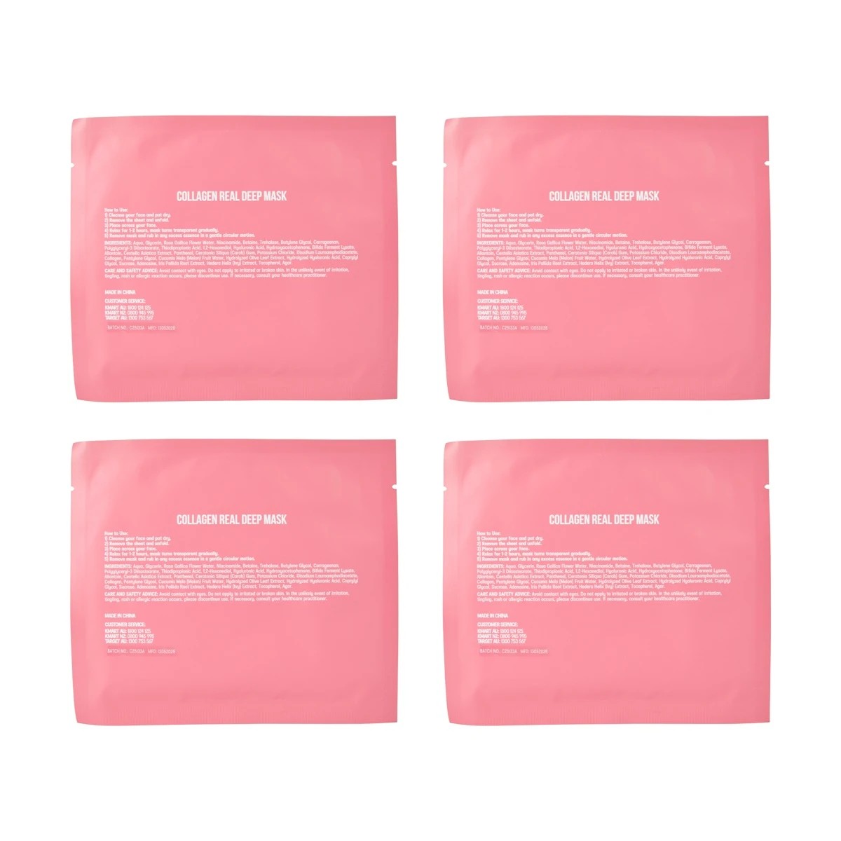 3 OXX Skincare 4 Pack Collagen Real Deep Mask - Niacinamide, Low Molecular Hyaluronic Acid Solution and Low Molecular Collagen, 3 of 4