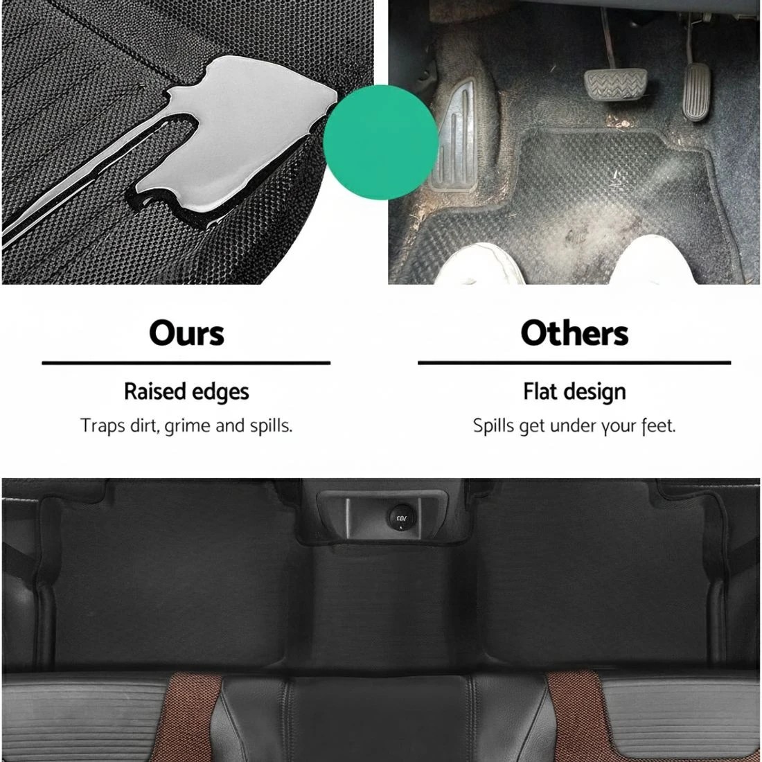 6 Weisshorn Car Floor Mats Rubber Compatible for Mazda BT50 Dual Crew Cab - Black, 6 of 7