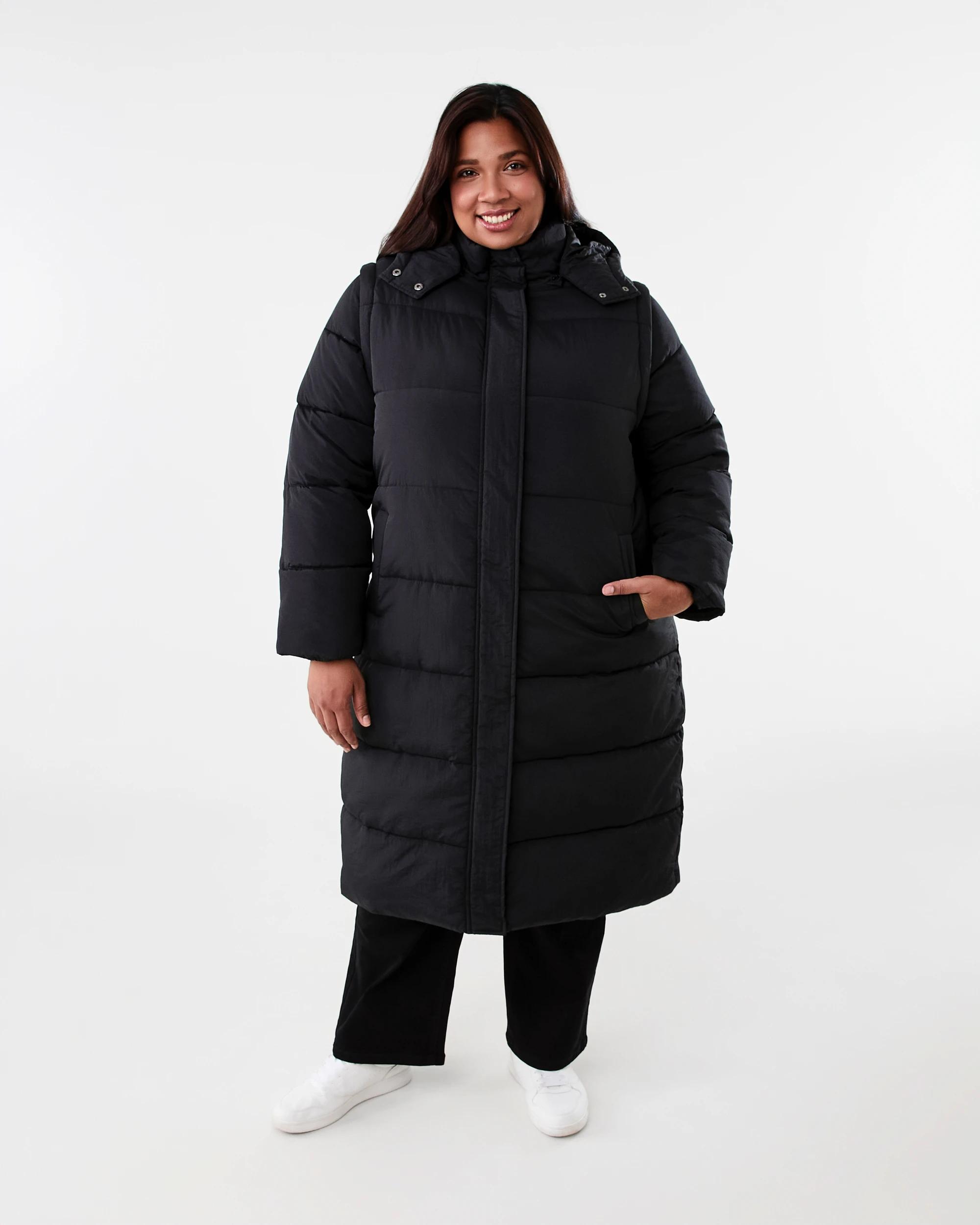 7 Curve Long Sleeve Hybrid Puffer Jacket Black, 7 of 7