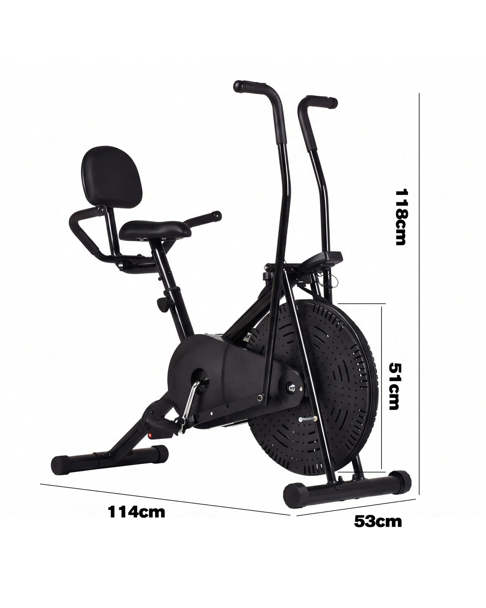 2 Advwin Air Exercise Bike Fan Resistance Upright Cycle with Heart Rate, Seat with Backrest - Black, 2 of 7