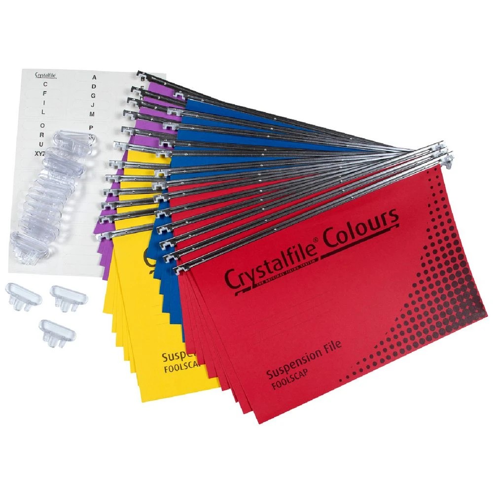 2 Crystalfile Foolscap Suspension File Assorted Colours 25 Pack, 2 of 4