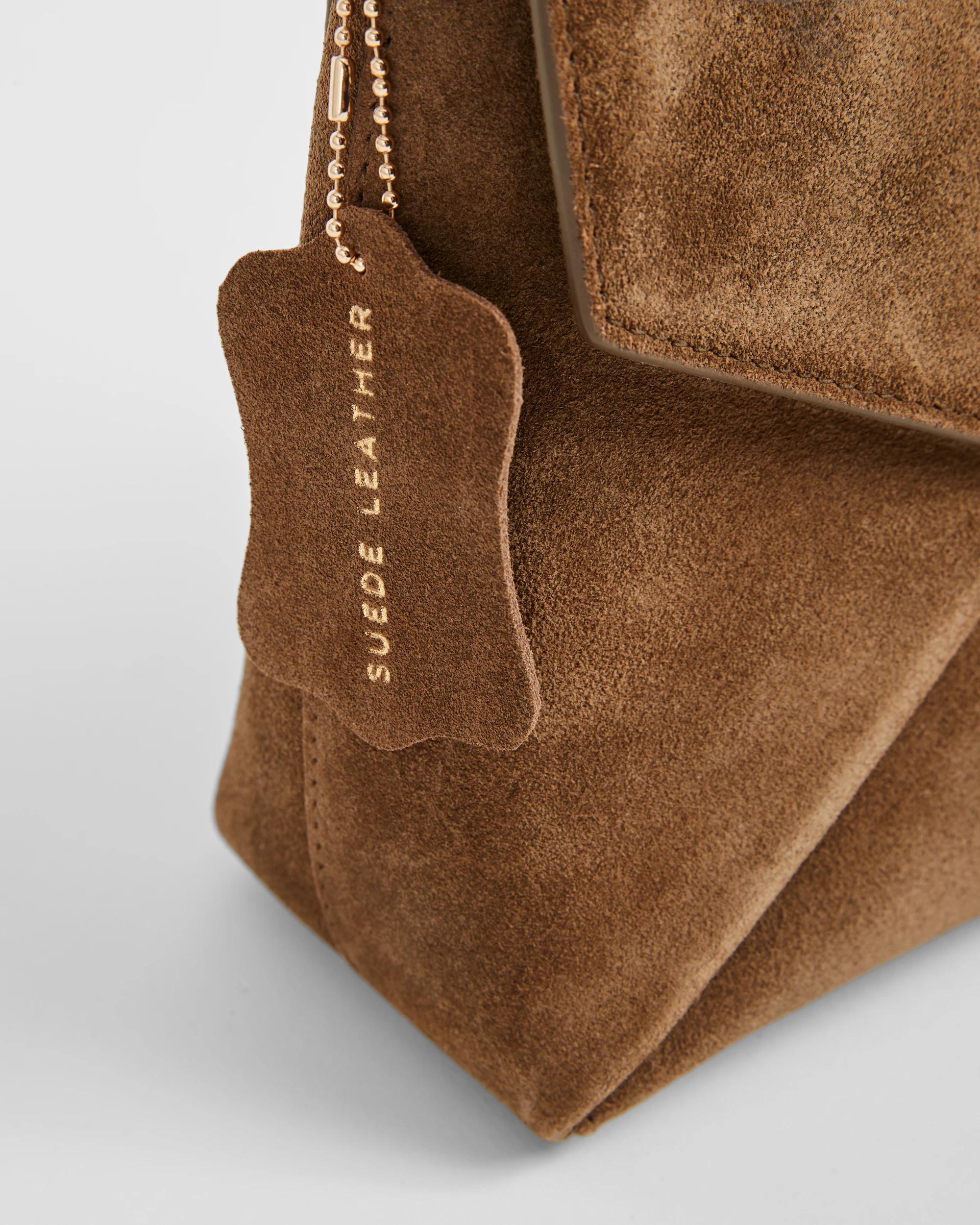 3 Target Accessories Premium Suede Leather Envelope Crossbody Bag HAZELNUT, 3 of 5