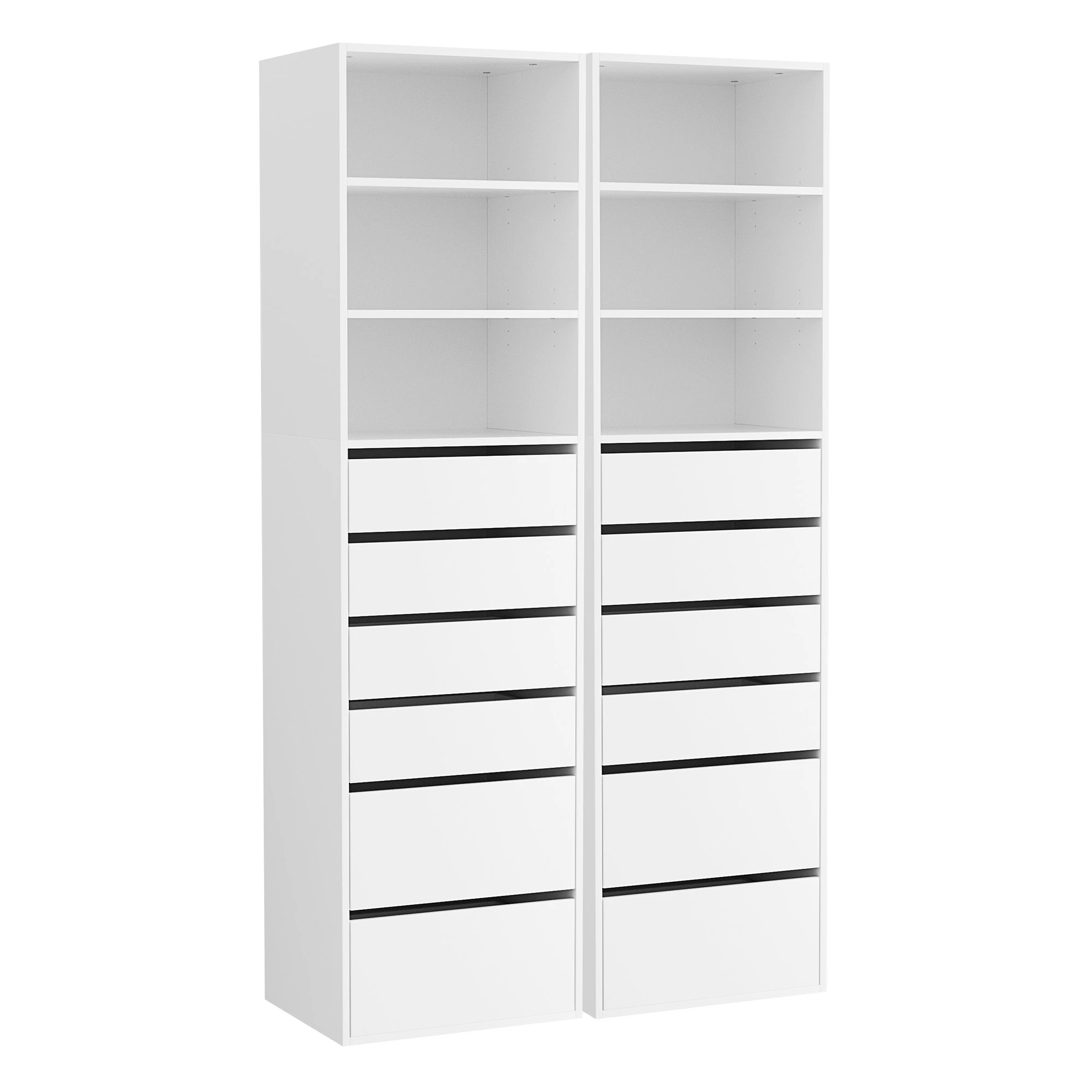 1 Artiss 2x Chest of 6 Drawers Tallboy Cabinet Adjustable Shelf - White, 1 of 7