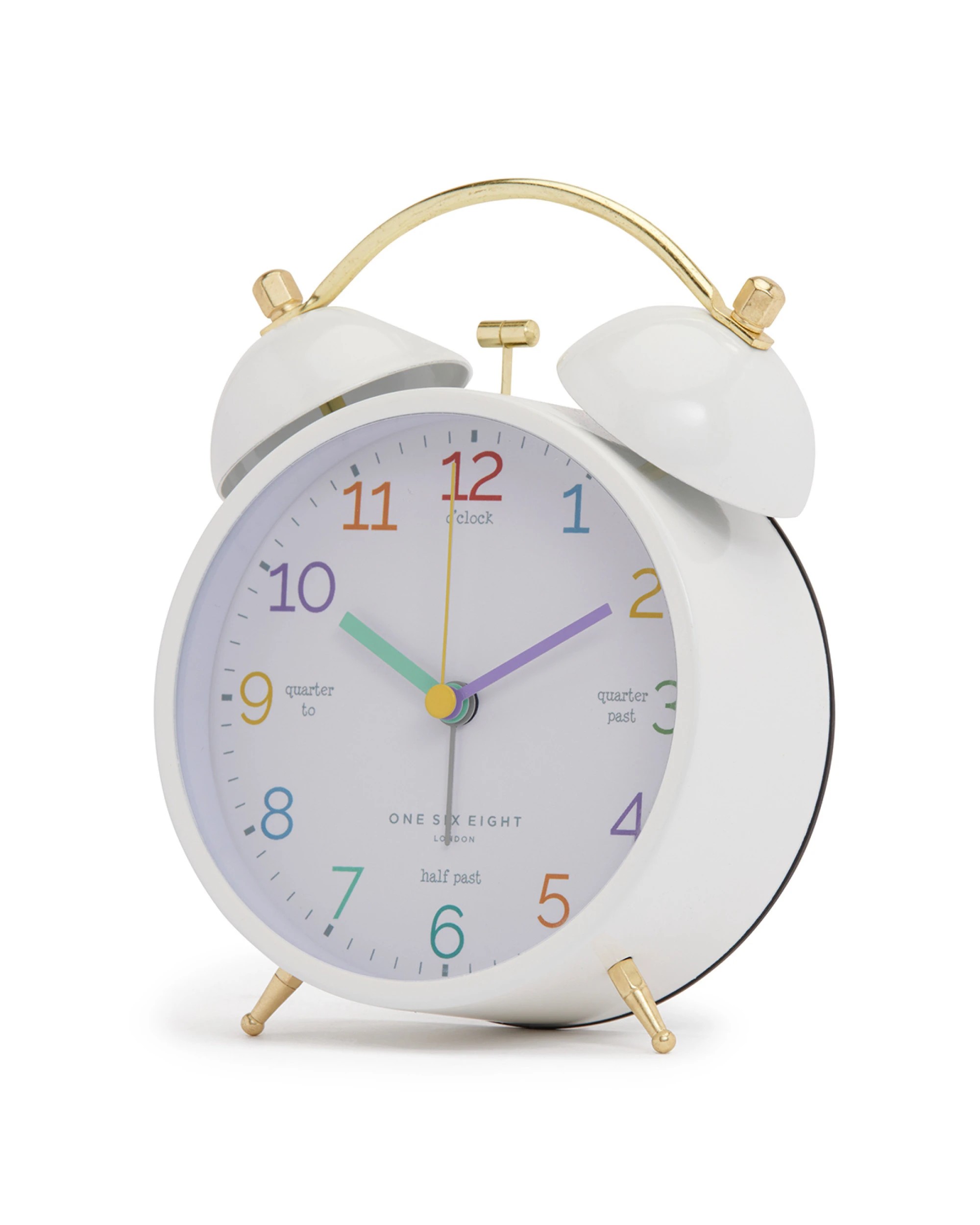 1 One Six Eight London Learn The Time Silent Alarm Clock - White, 1 of 4