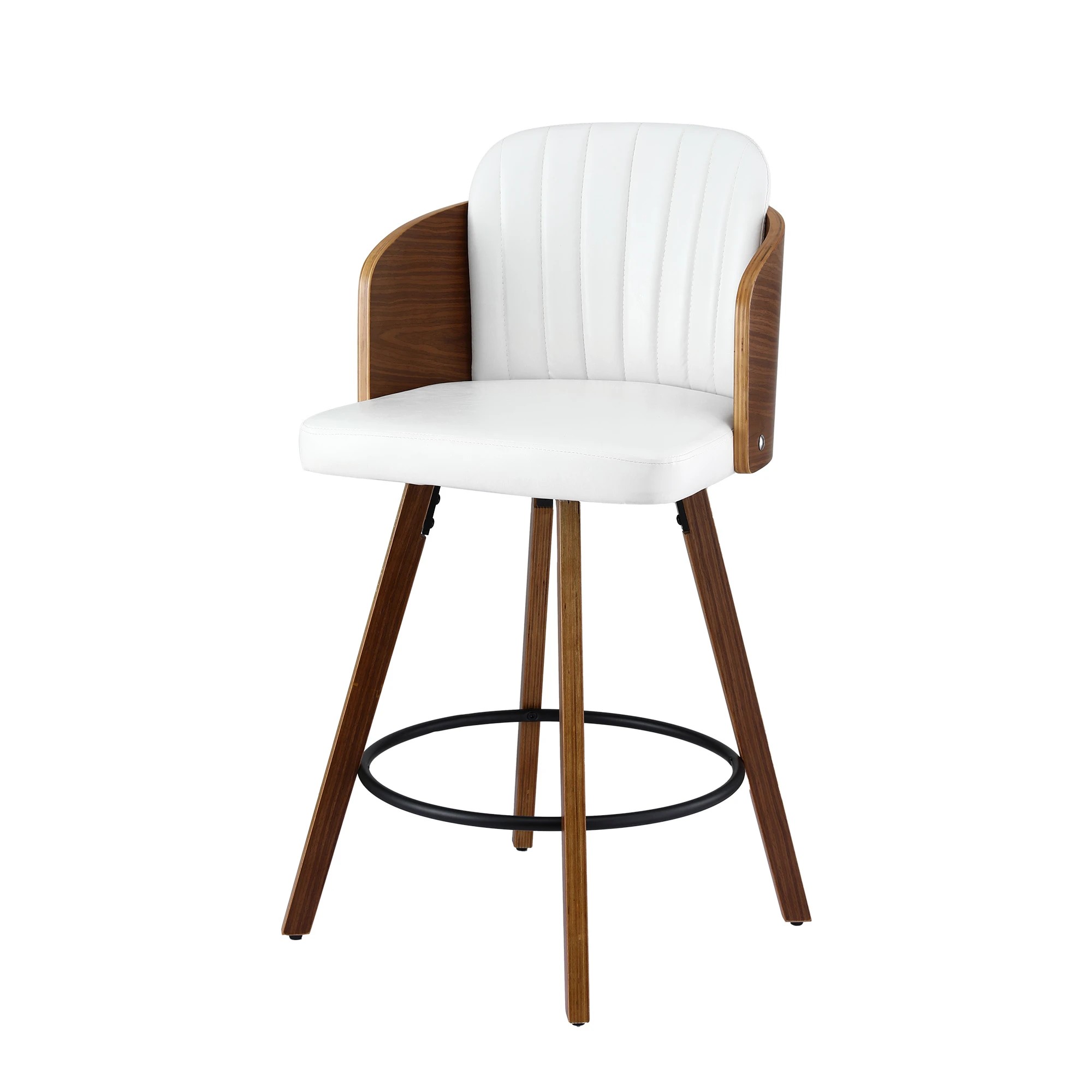 1 Artiss Wooden Bar Stools Swivel Kitchen Counter Stool Chair 58cm Seat - White, 1 of 2
