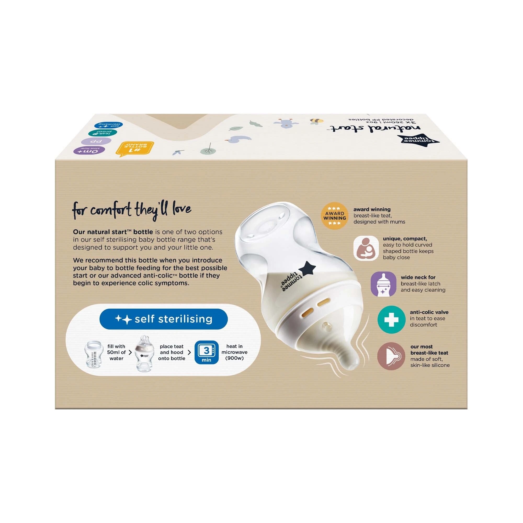 2 3 Pack Tommee Tippee Natural Start Decorated Baby Bottles, 2 of 8