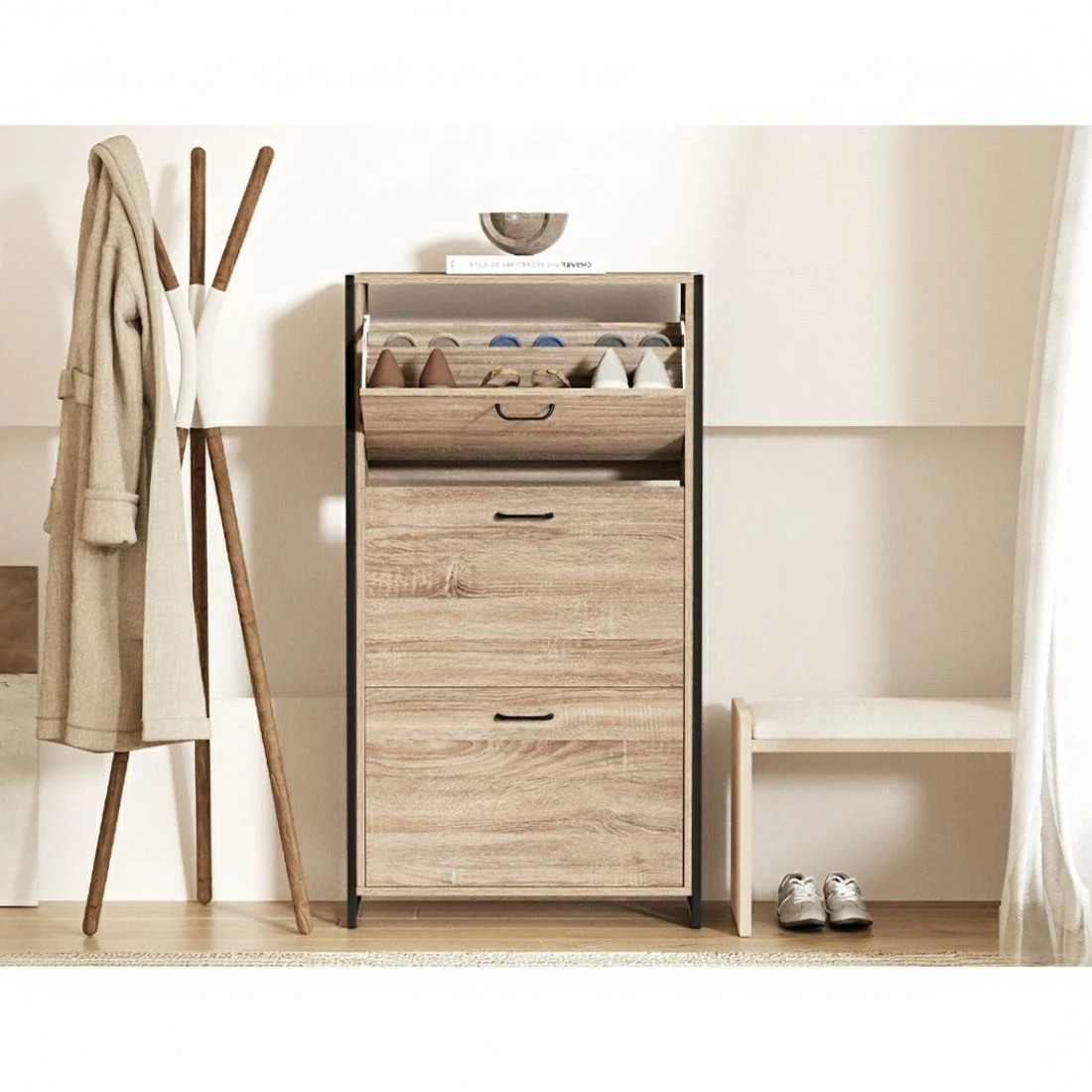 5 Artiss Shoe Rack Cabinet Adjustable Shelves 24 Pairs Tim - Natural, 5 of 7