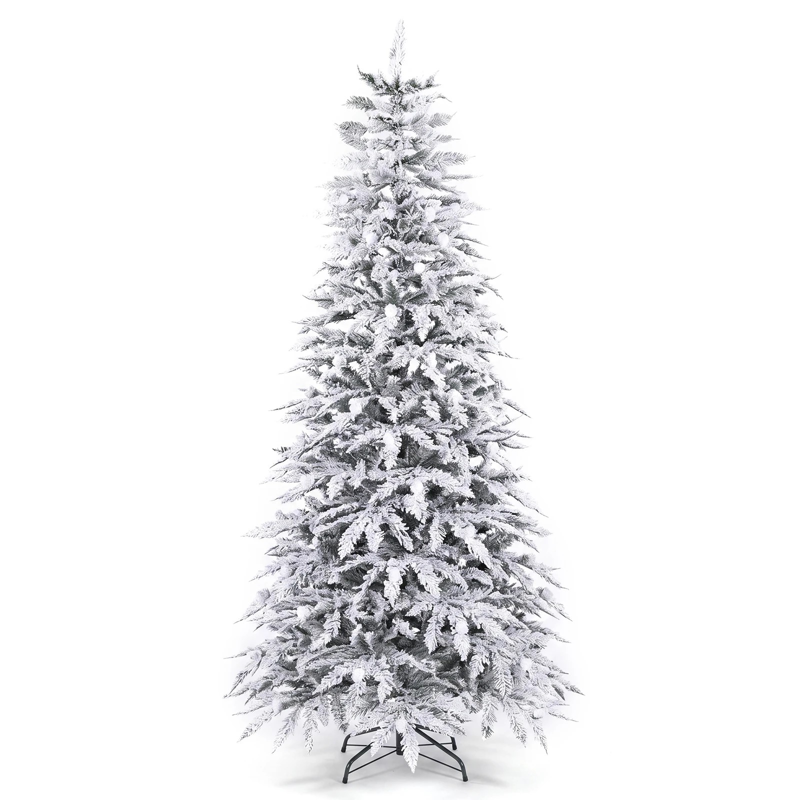 1 Costway 2.1M PE Artificial Christmas Tree w/85 Pine Cones Pre-Lit Cypress Xmas Tree 8-Mode, 1 of 8