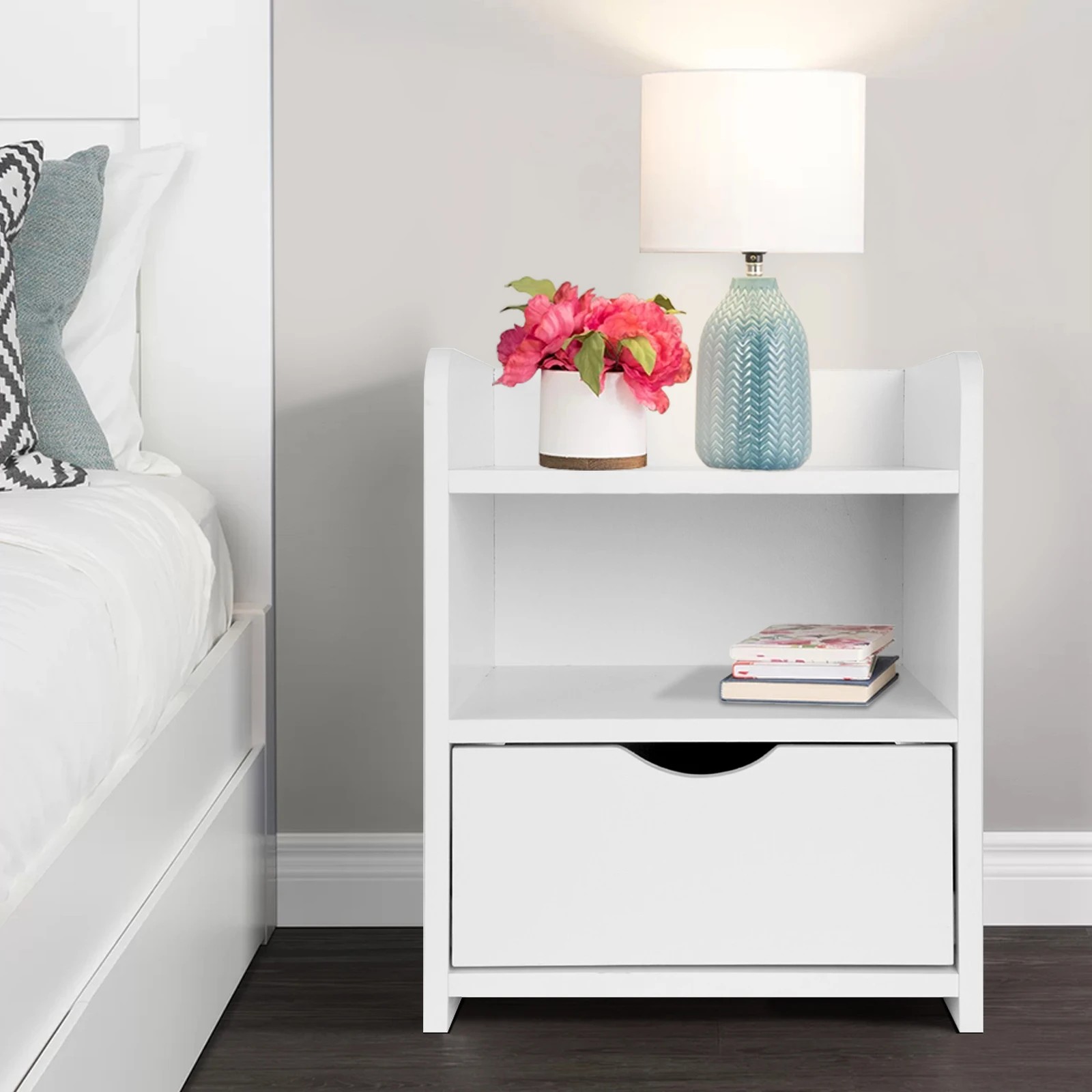 6 Alfordson 2x Bedside Table Nightstand Storage Cabinet Side End Drawers - White, 6 of 6