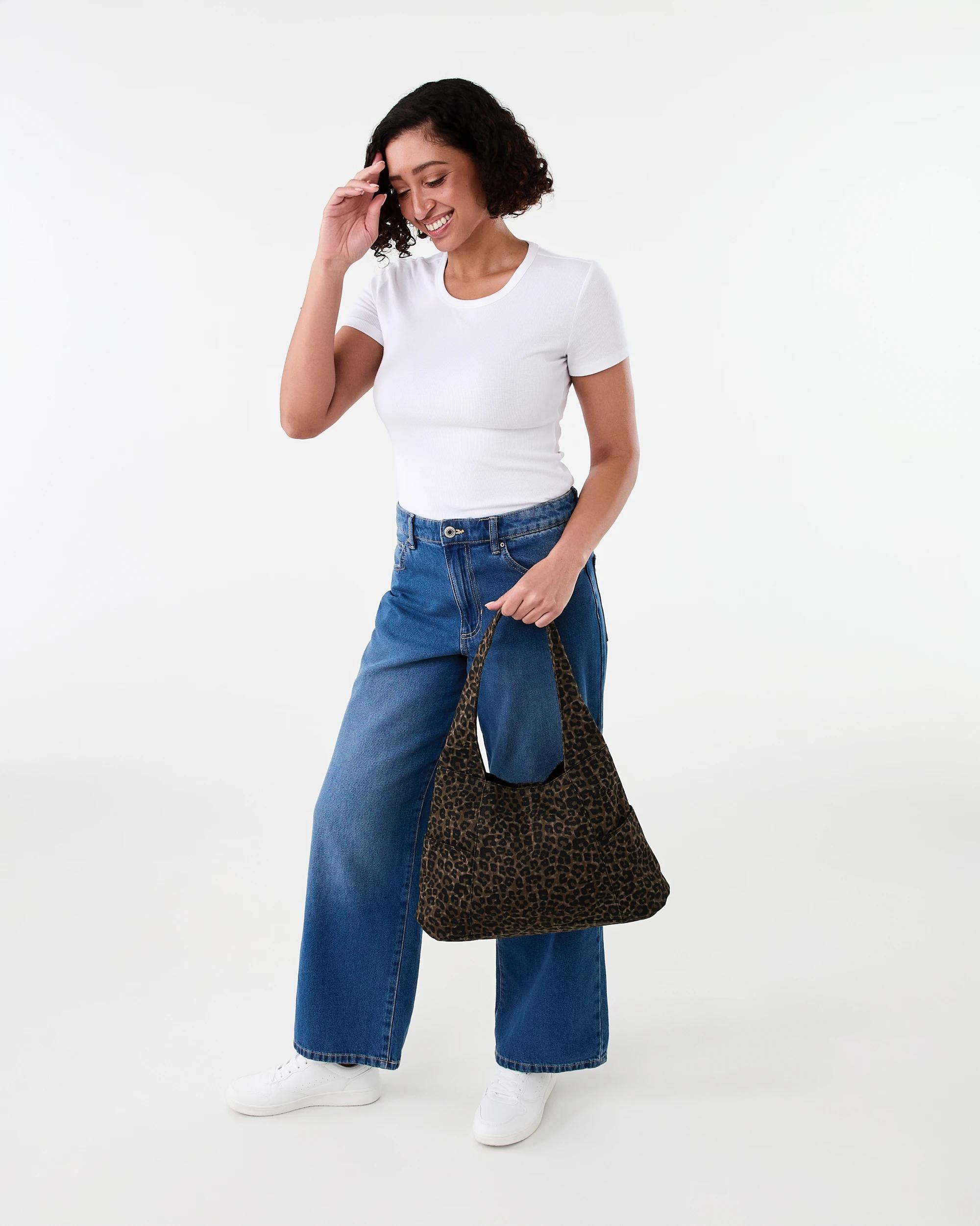 6 Fabric Shoulder Bag Leopard, 6 of 8