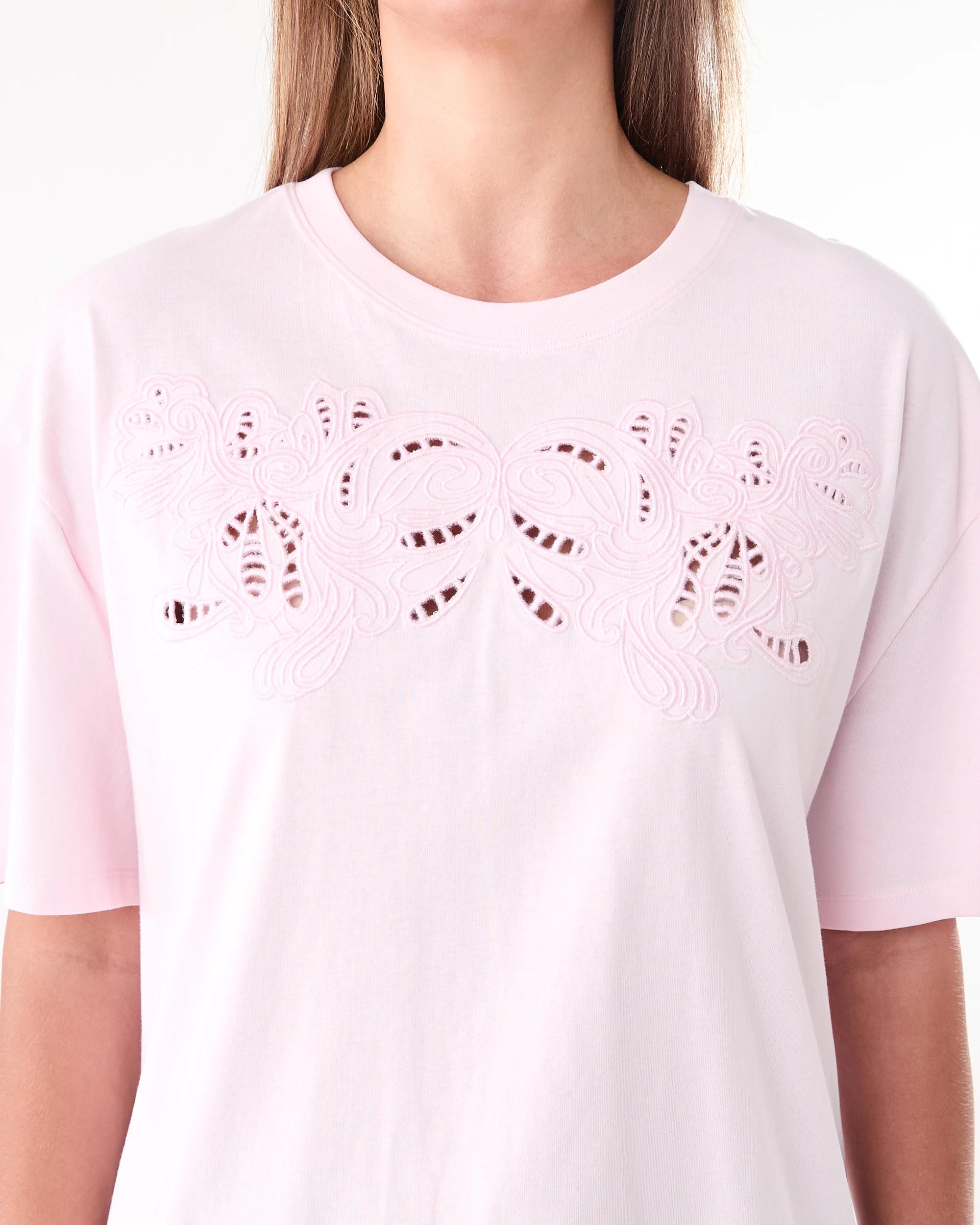 6 Short Sleeve Embroidery Detail T-shirt Bllet Pink, 6 of 6