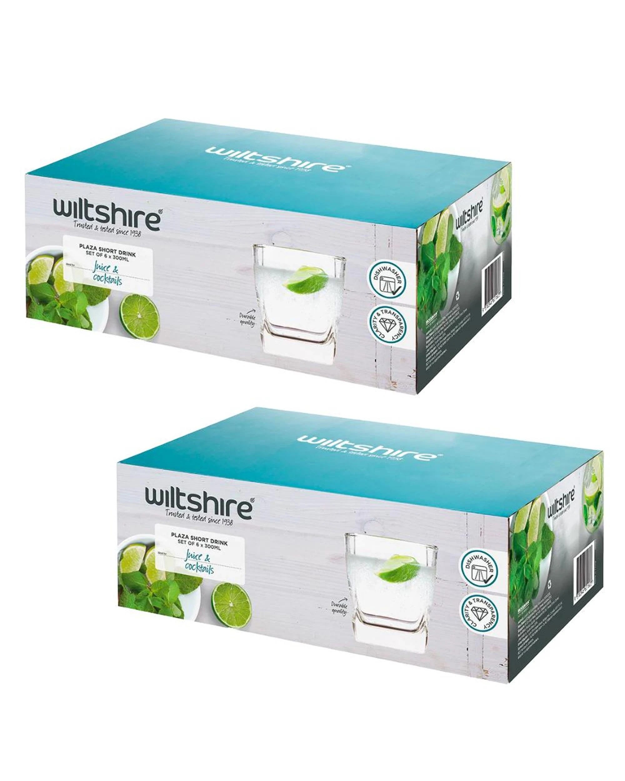1 Wiltshire Plaza Short Glass Drink Tumblers 300ml  Set of 12 - Clear, 1 of 2