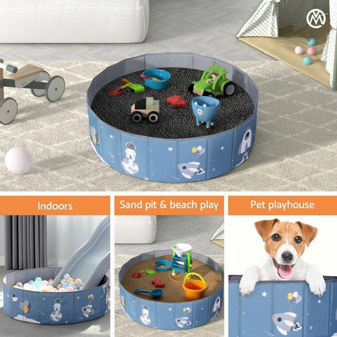 4 Keezi Kids Ball Pool Pit Toddler Play Foldable Child Playhouse Storage Bag - Blue, 4 of 4