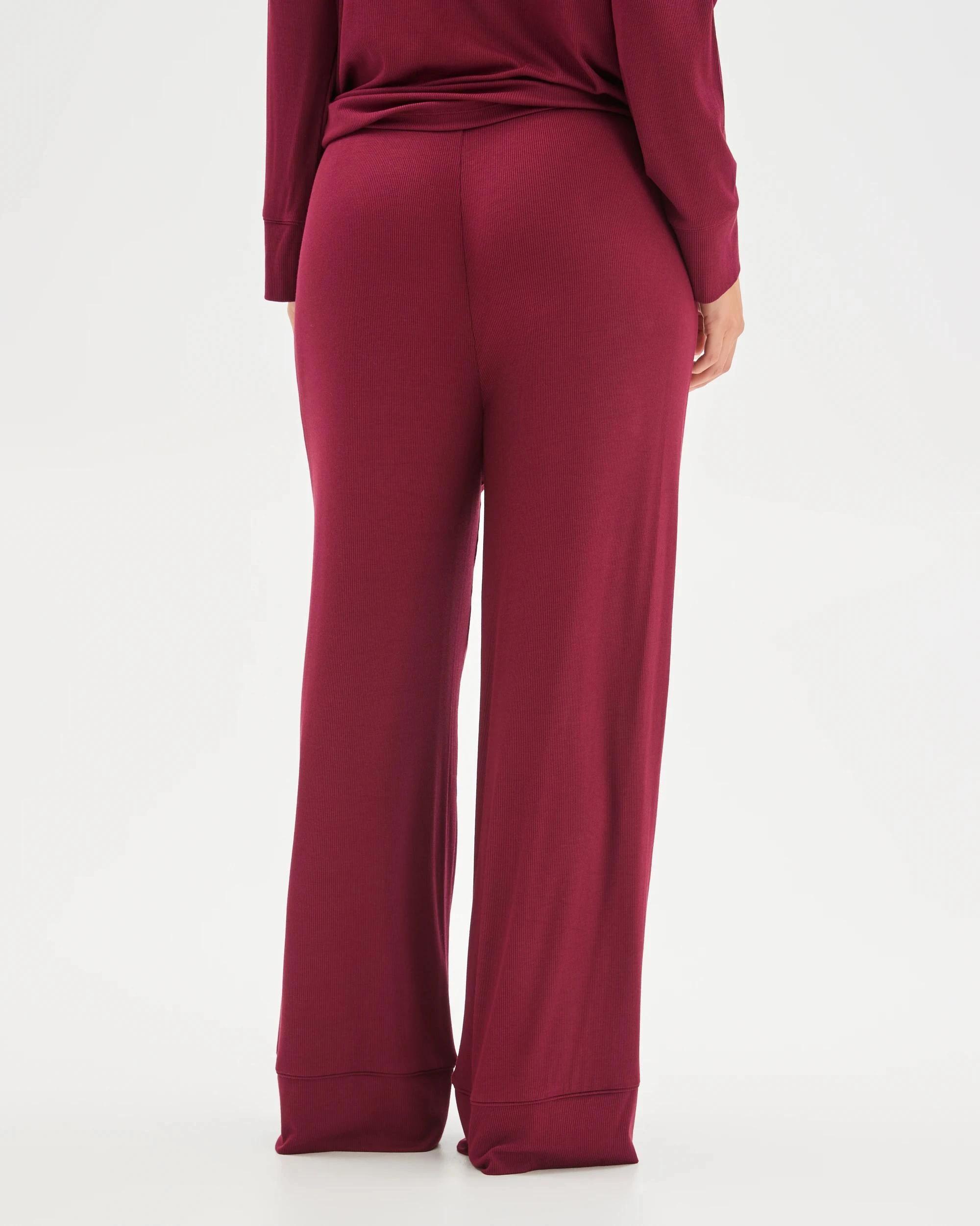 6 Target Woman Rib Wide Leg Sleep Pants ZINFANDEL, 6 of 7