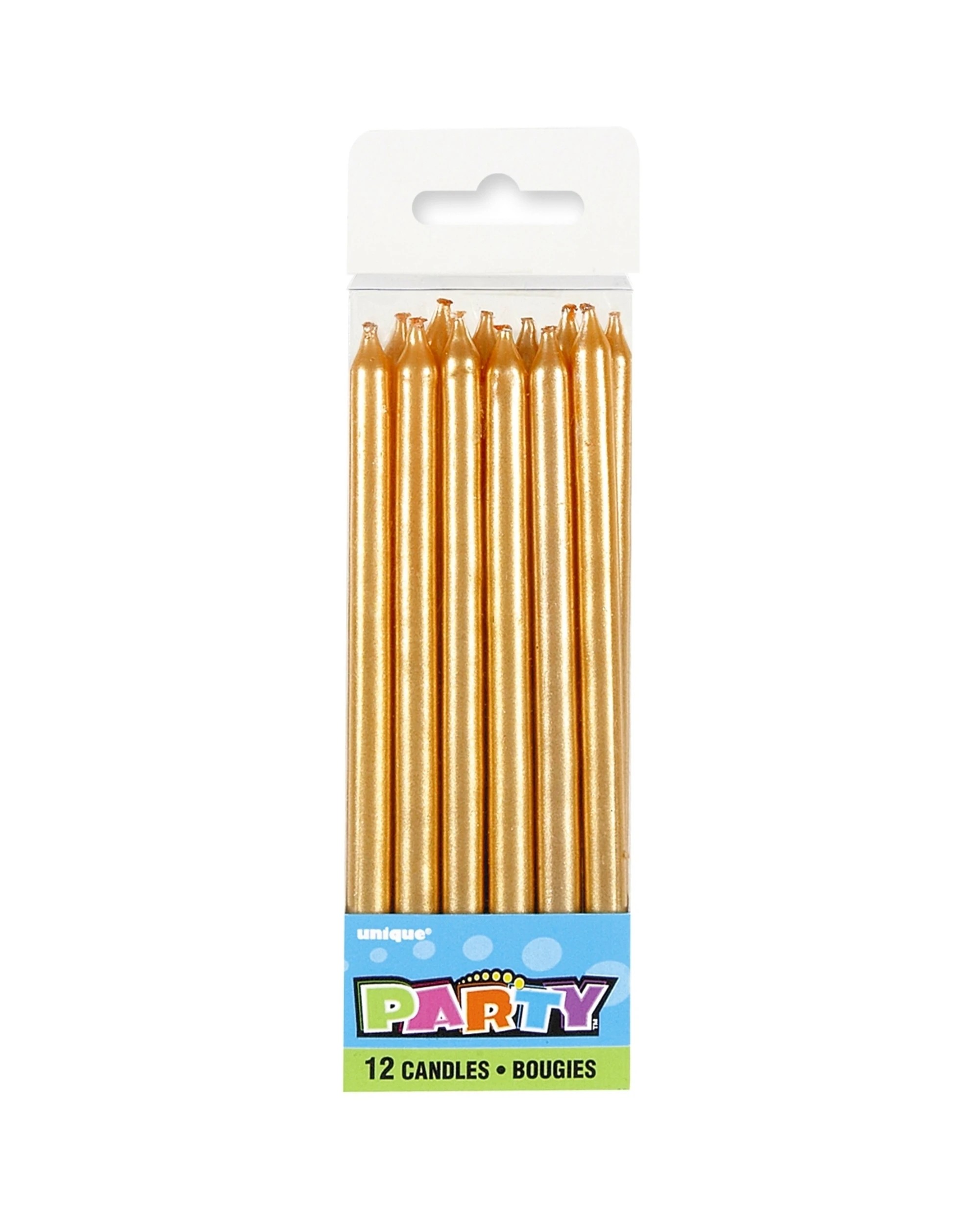 1 Unique Gold Birthday Candles Pack of 12 - Gold, 1 of 1