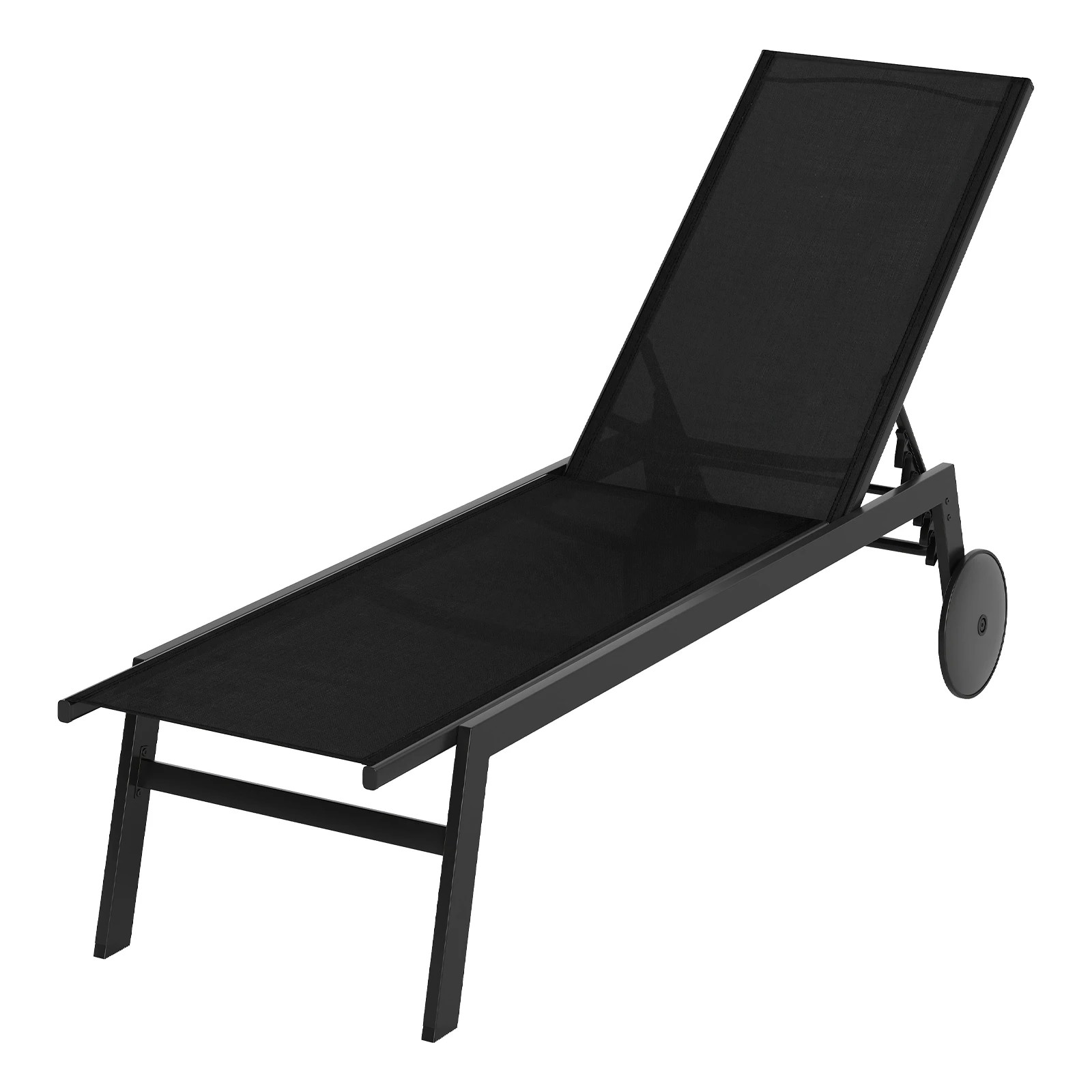 1 Costway Patio Chaise Lounge Chair Outdoor Sun Lounger Bed w/wheels - Black, 1 of 1