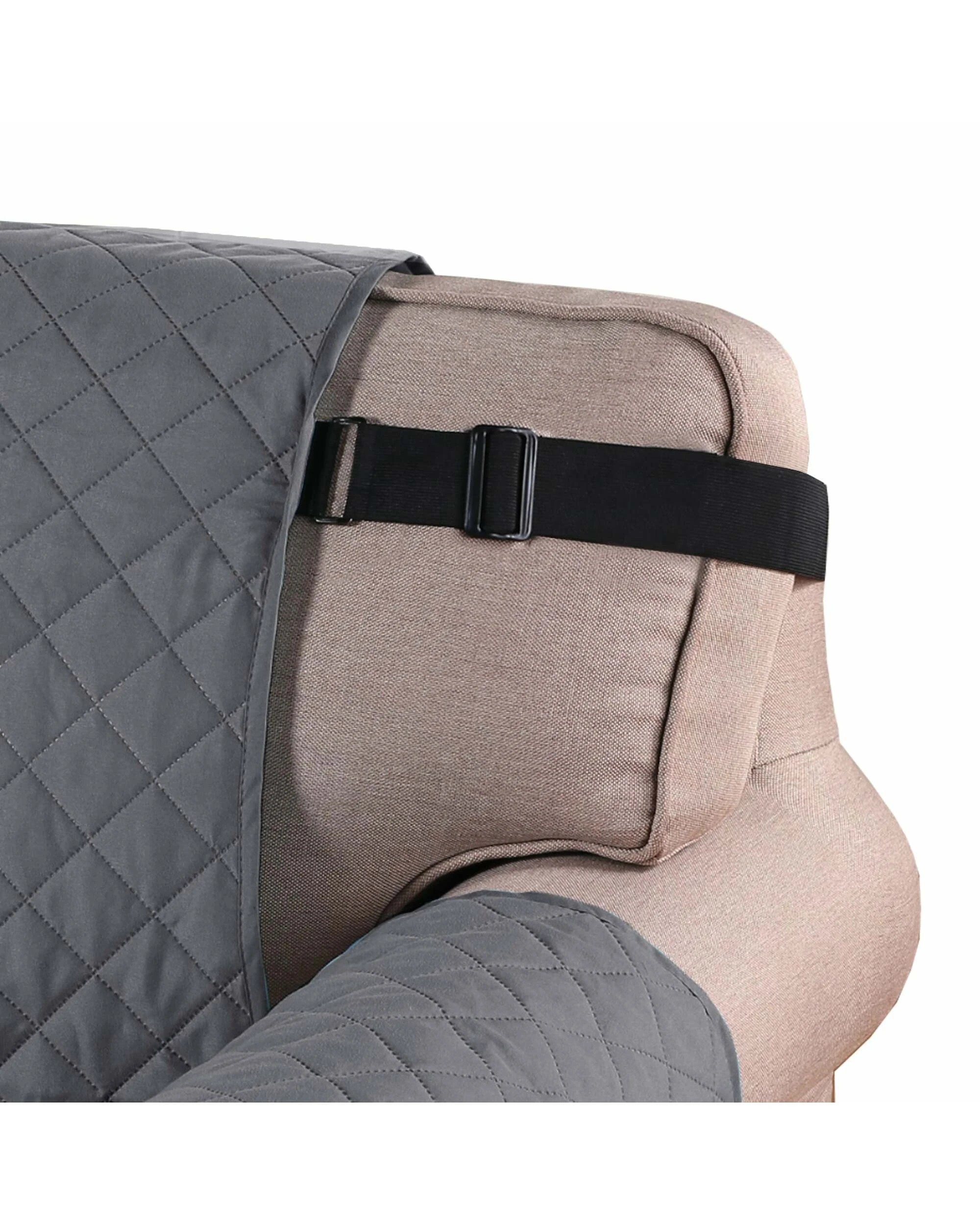 3 Smarcute 2 Seater Quilted Reversible Sofa Cushion with Straps - Grey, 3 of 5