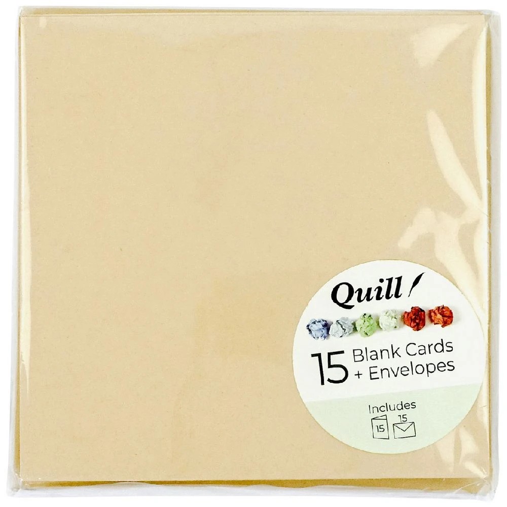 1 Quill Cards and Envelopes Kraft 150x150mm 15 Pack, 1 of 4