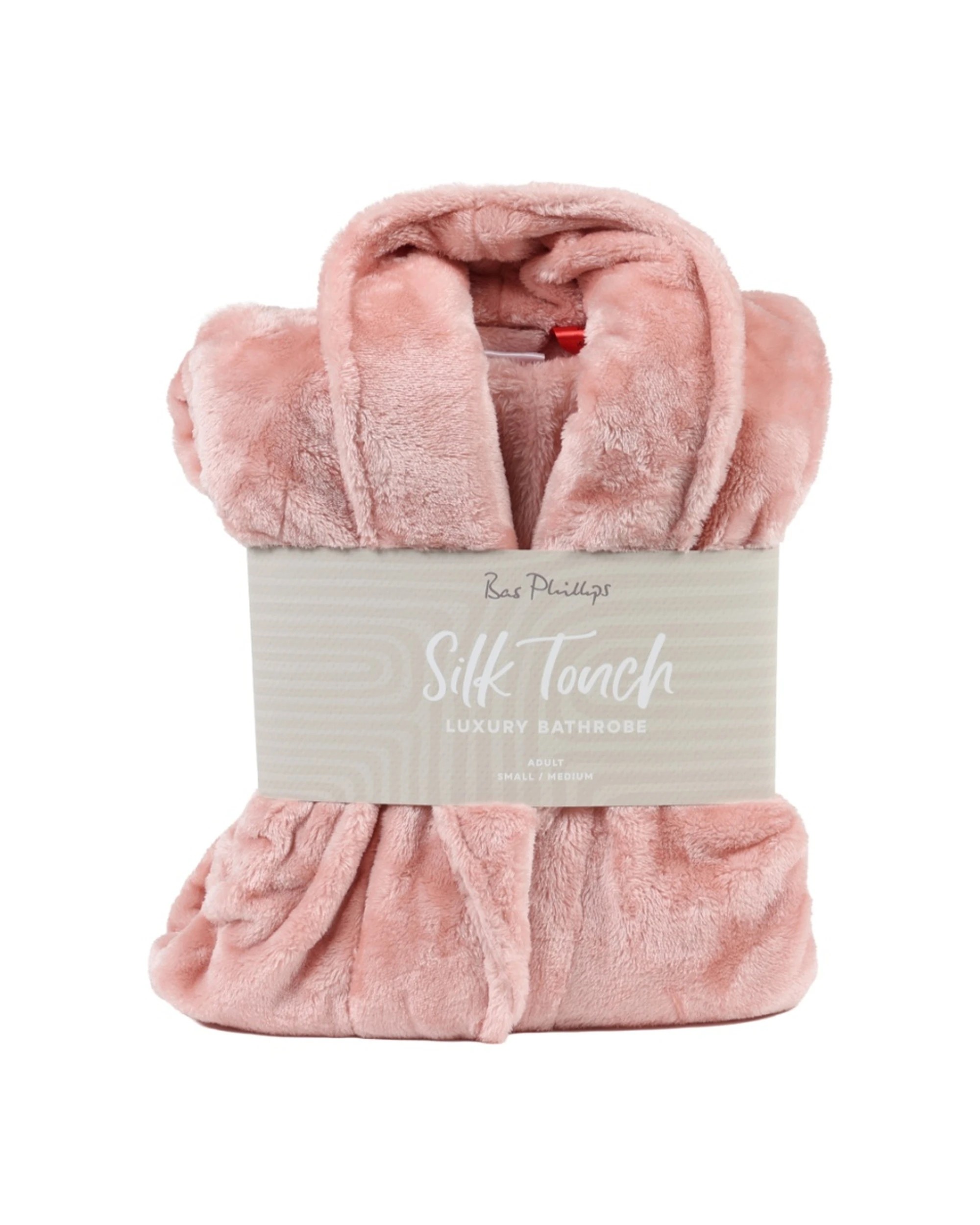 1 Bas Phillips Bath Robe Silk Touch Polyester 300GSM Small To Medium Rose - Pink, 1 of 3