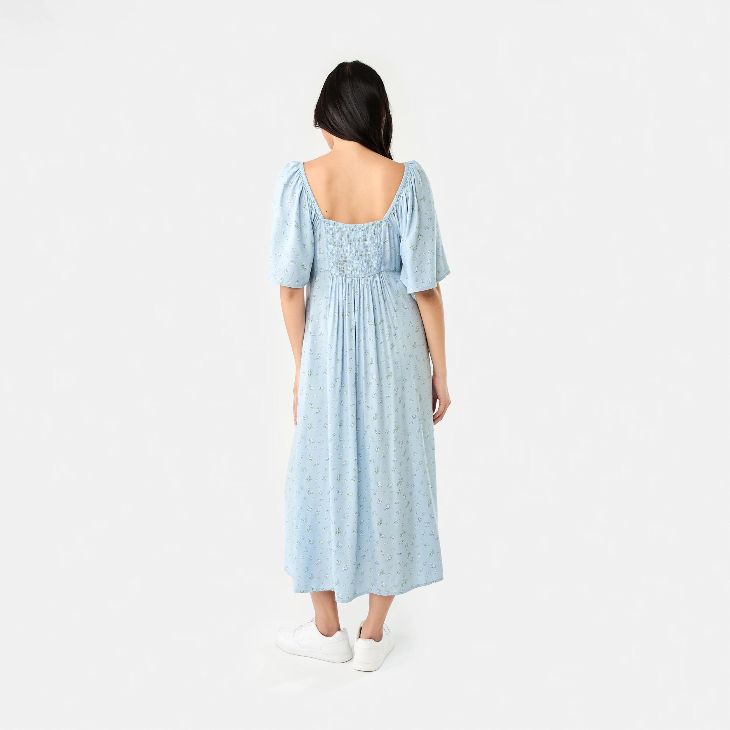 4 Short Sleeve Square Neck Tea Midi Dress DITSY ROSE SKYWAY, 4 of 8