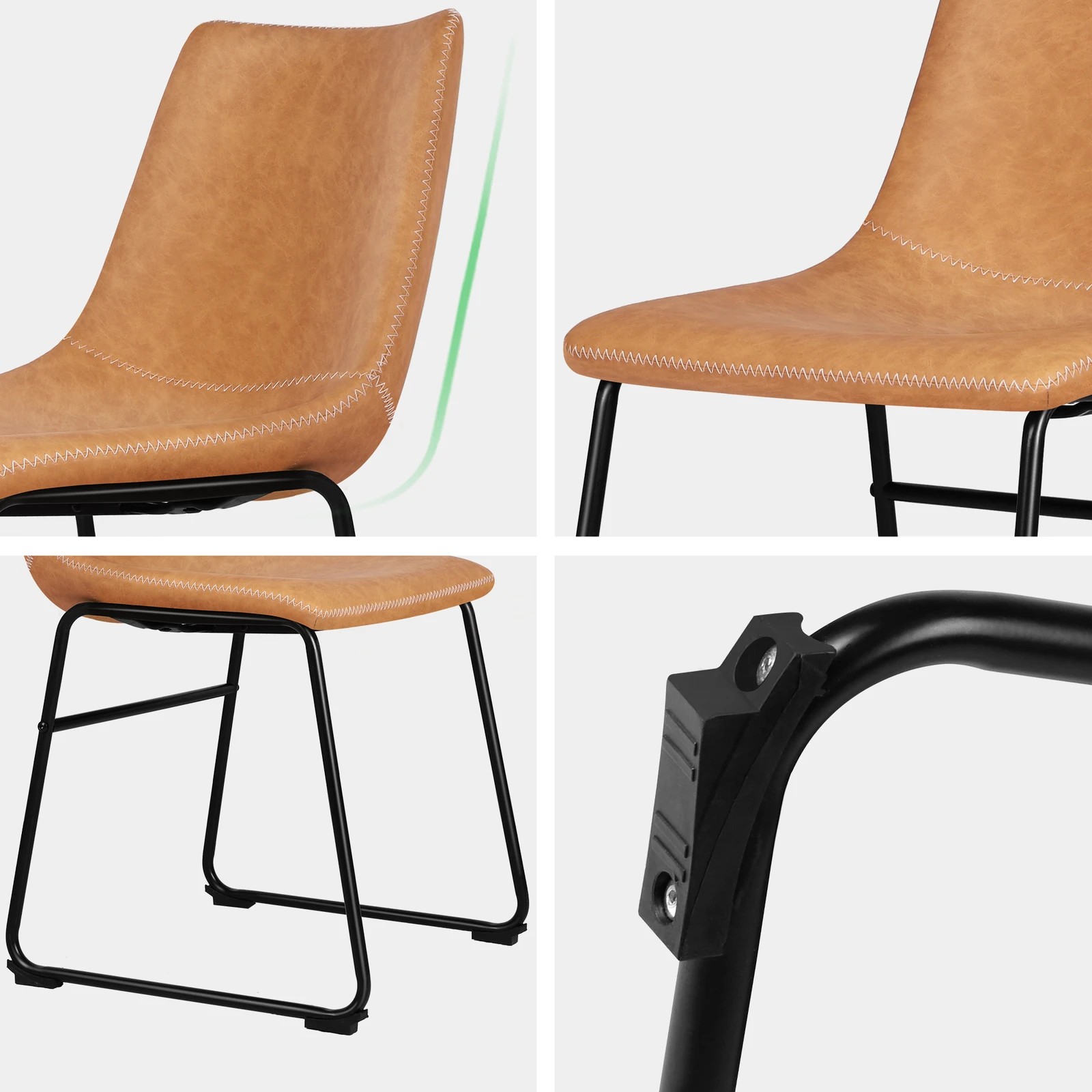 5 Alfordson 4x Dining Chairs Kitchen Lounge Cafe Seat Retro PU Leather - Brown, 5 of 8