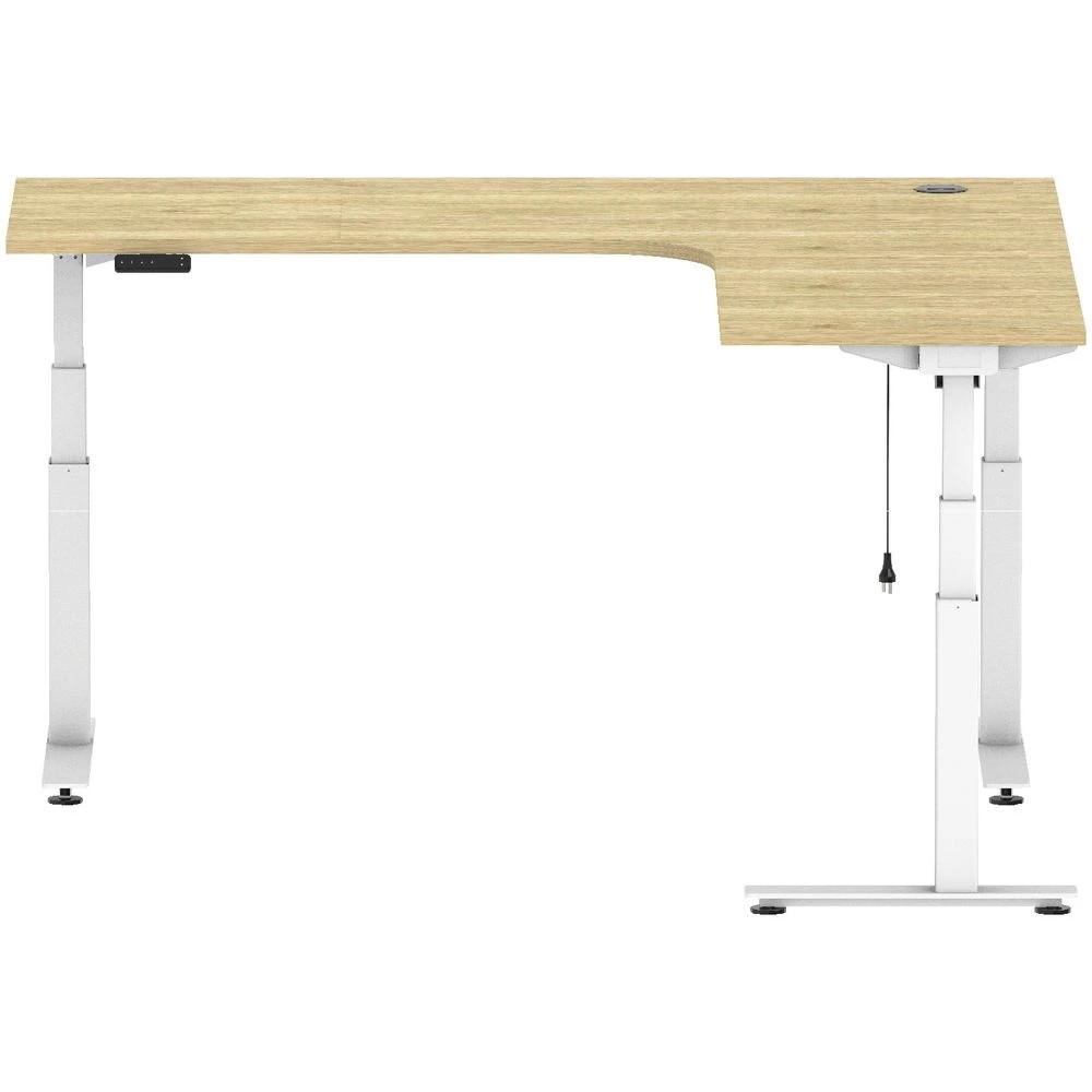 2 Stilford S2 Electric Radius Workstation 1800mm White/Oak Desks, Tables and Workstations, 2 of 4