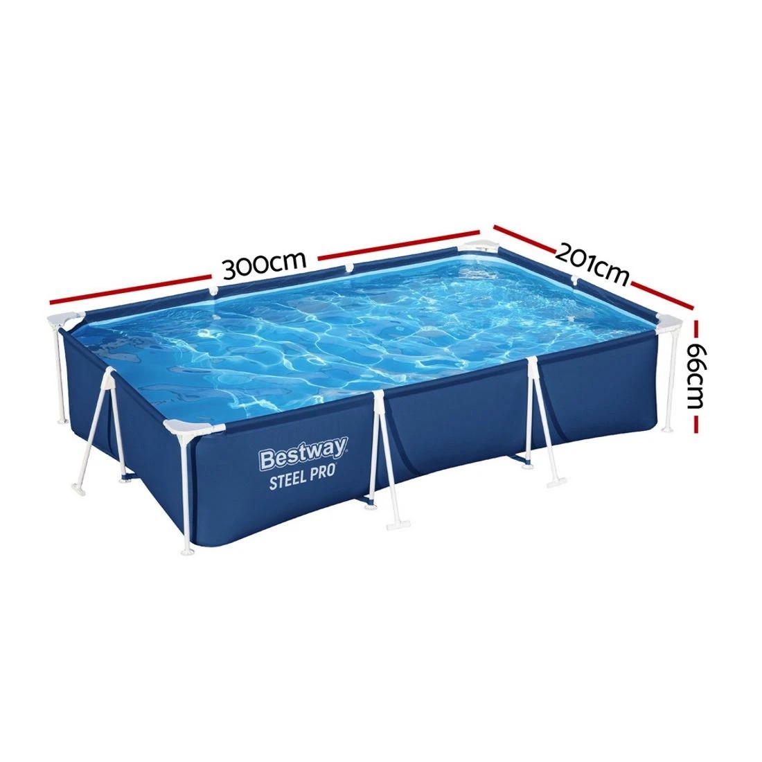 2 Bestway Swimming Pool 300x201x66cm Steel Frame Above Ground Family Pool 3300l Easy Setup Durable Uv Resistant - Multi, 2 of 5